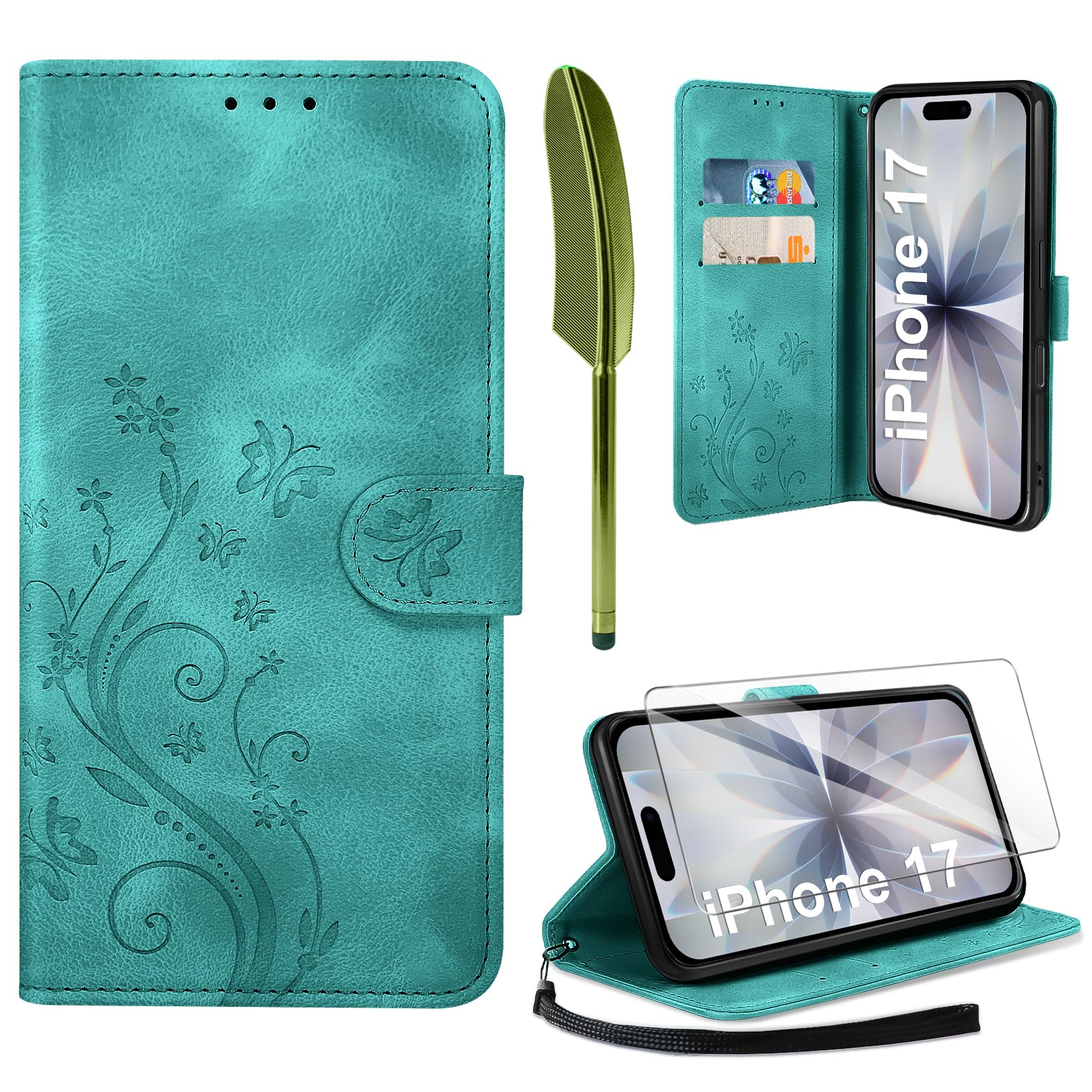 AROYI Lederhülle Kompatibel mit Samsung Galaxy A37 5G Hülle und Schutzfolie, Flip Wallet Handyhülle PU Leder Case Kartensteckplätzen Schutzhülle Kompatibel mit Samsung Galaxy A37 5G Dunkel Blau