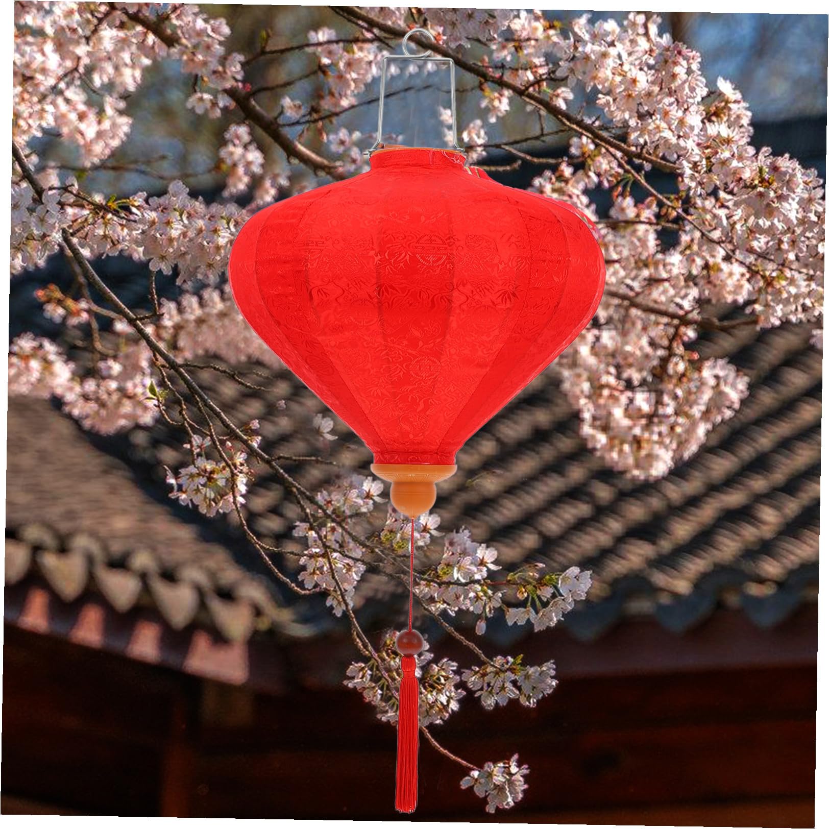 jojofuny Lanterna Vietnamita in Seta Rossa 30 CM a Diamante, Decorazione per Giardino e Matrimoni, Lampada Sospesa per Eventi all Aperto e Interni