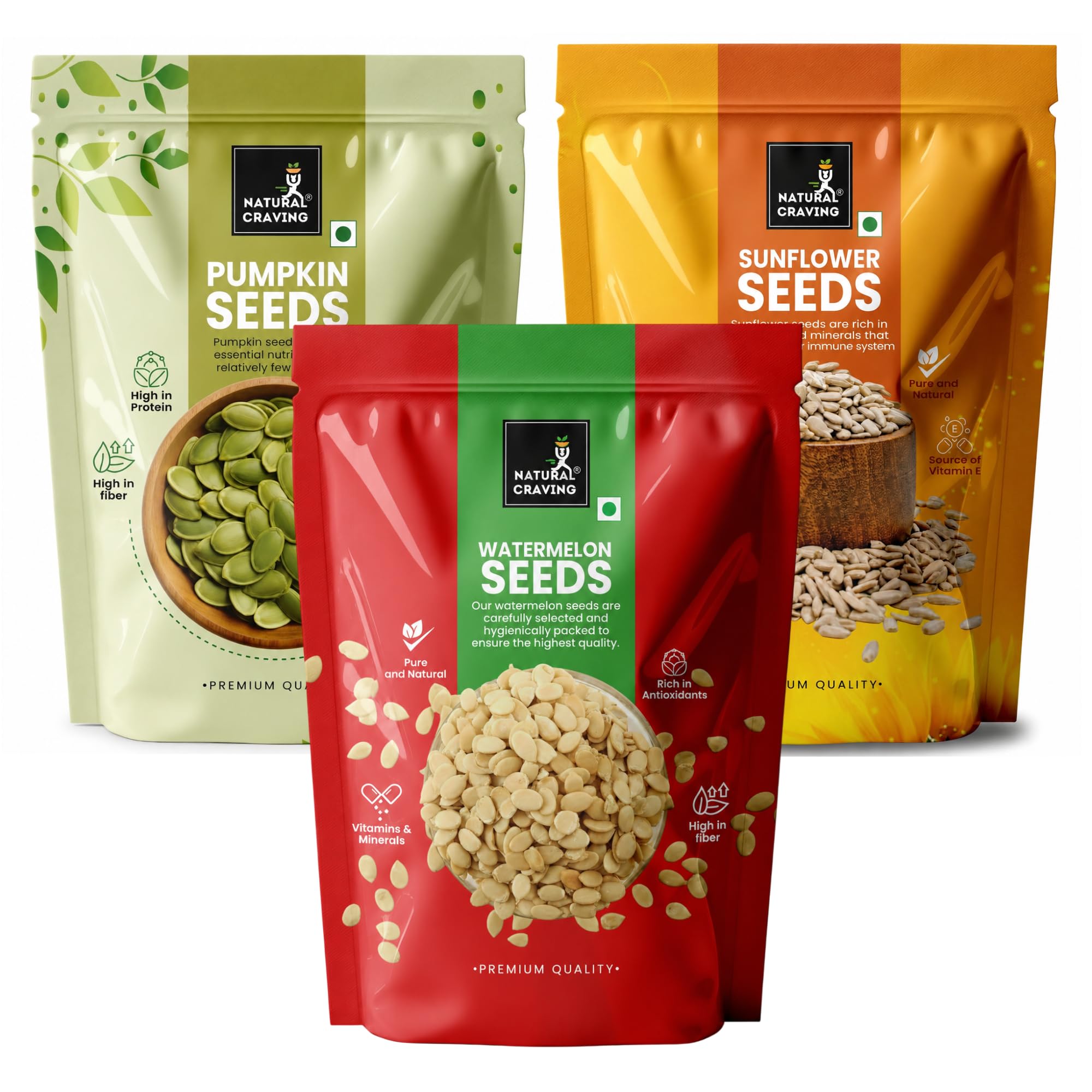 Natural Craving Super Seeds Combo Pack 400g | Sunflower, Pumpkin, Chia & Watermelon Seeds(Small Size) | Nutrient Rich | Perfect for Snacking, Smoothies & Salads(100g Each) — Amazon image 12