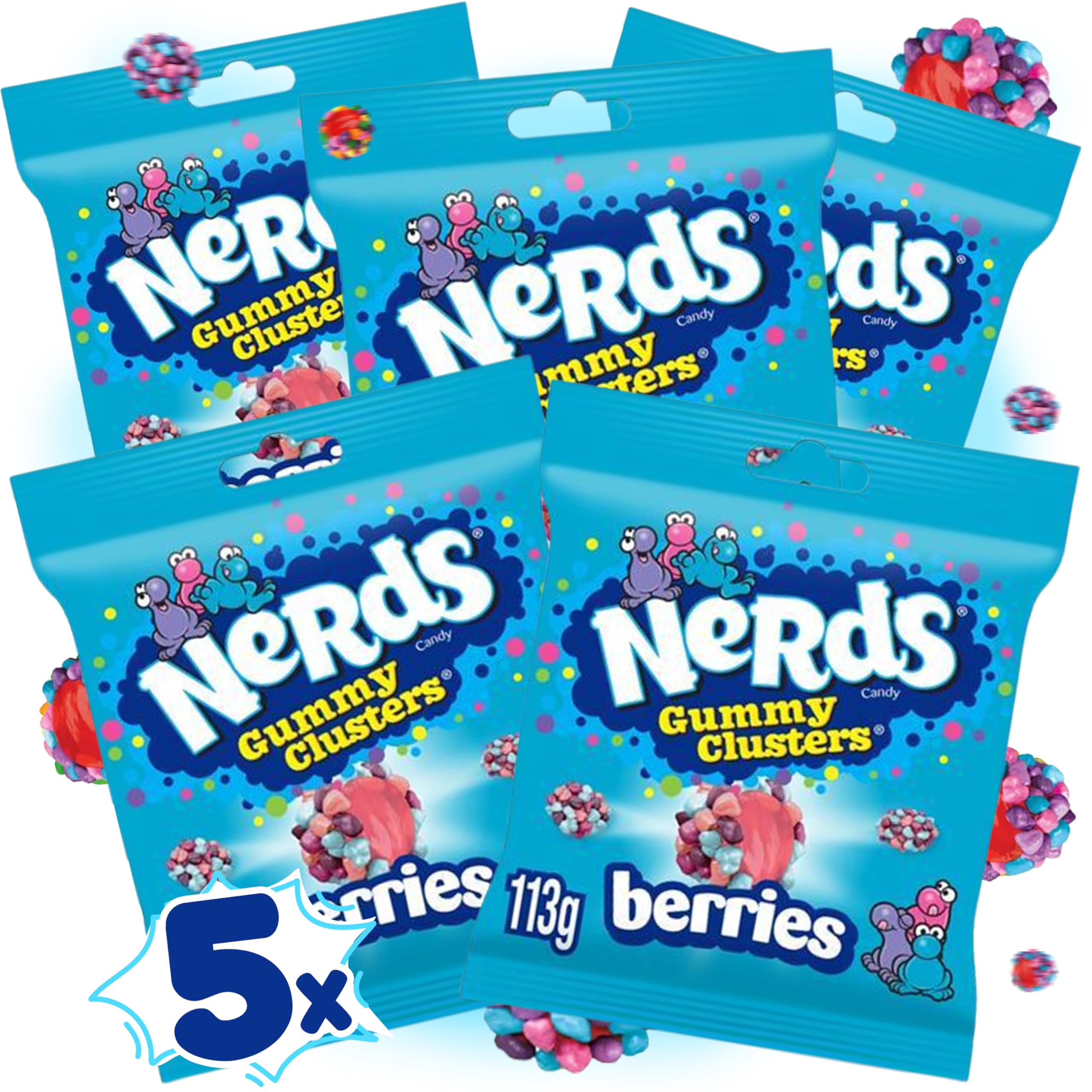 Gummy Clusters Very Berry 5x 113g (565g) XXL Very Berry Berries Packung - Amerikanische Süßigkeit, Original aus USA, Einzigartig und Lecker - Mengenrabatt, Ideal zum Sparen (5x Packungen)