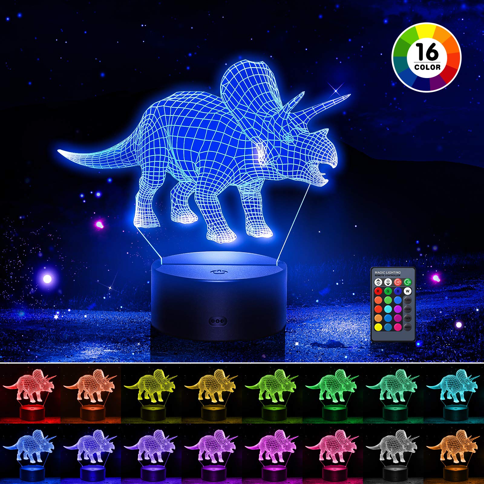 Tesoyzii Regalo Bambino 2 3 4 5 6 7 8 9 10 Anni, Lampada Notturna per Bambini LED Dinosauri per Bambini 2 3 4 5 6 7 8 9 10 Anni Giocattoli Bambina 2-10 Anni Regalo Compleanno Bambina 2-10 Anni
