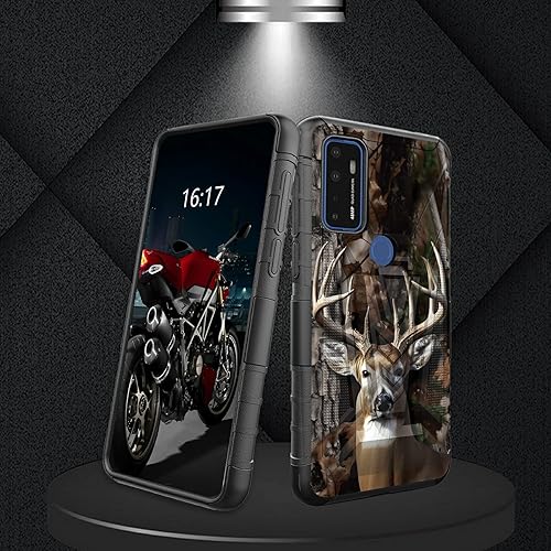 Miniatura 417 de AT&T Calypso 2 (U319AA) Funda con protector de pantalla de vidrio templado resistente con función atril integrado para debut de críquet, ciervo