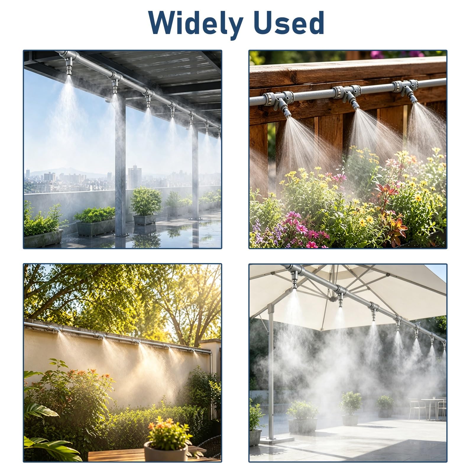 SprüHnebel Terrasse KüHlung Befeuchtungssystem Für Haustiere Im Außenbereich | Rostfreies Sprühnebel-Sprinkler-Set Für Lagerhalle, Gewächshaus Und Blumenbeet, Mit Adapter(40m (131ft))