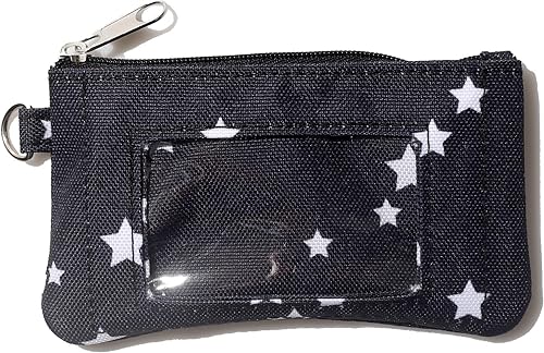 Miniatura 5 de DQL Cartera con tarjetero con estampado de estrellas y cordón, cartera pequeña para tarjetas de crédito para mujer, llavero