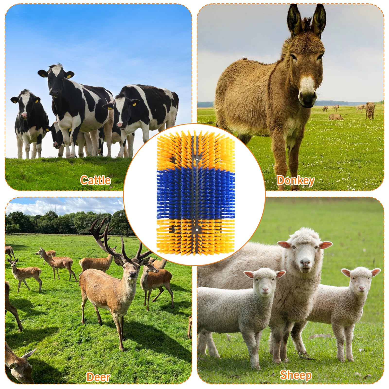 Cepillo rascador de ganado, cepillo grande mejorado de cabra, cepillo rascador de vacas, herramienta antipicazón, cepillo de masaje para ganado con 12 tornillos para caballos, cabras, ganado,