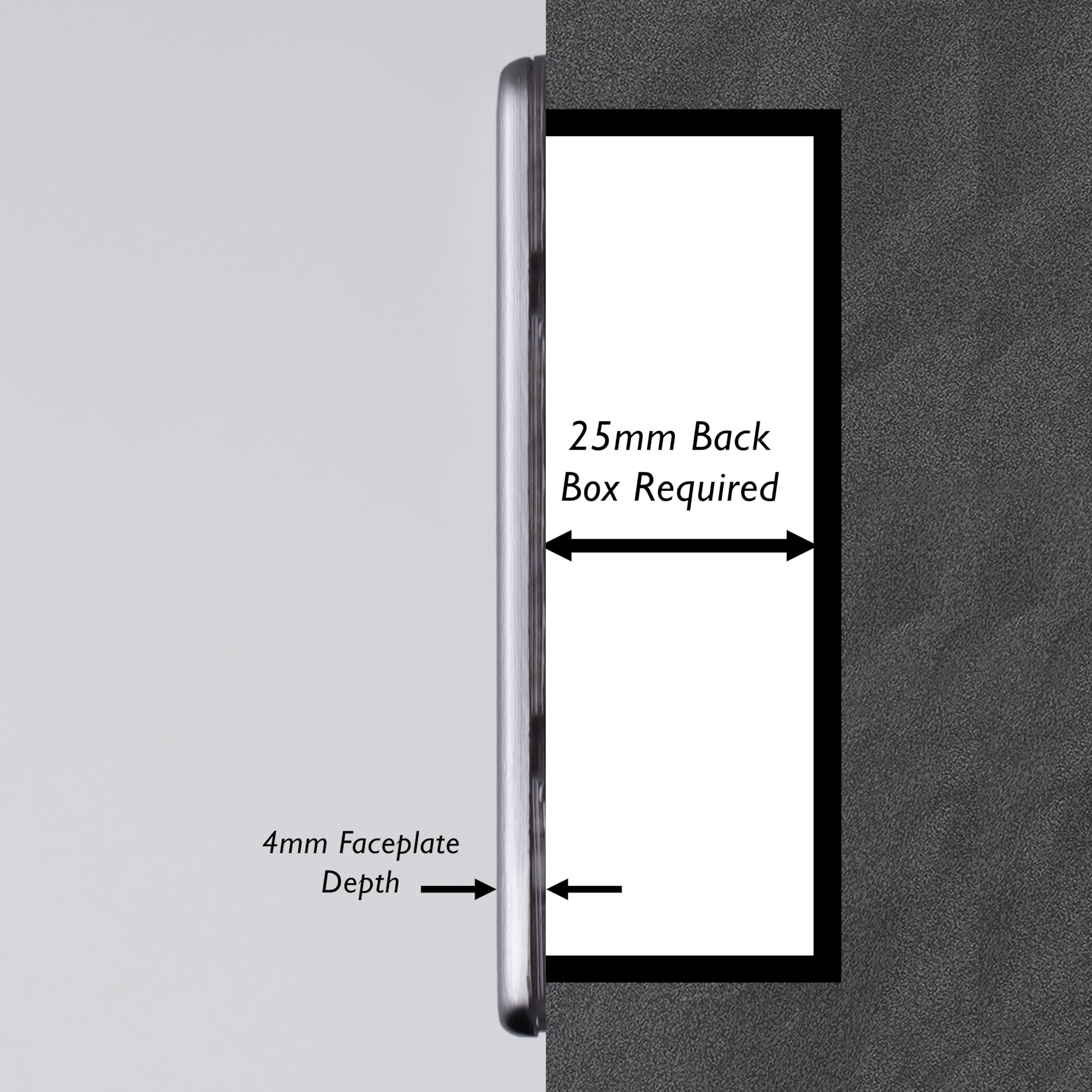 Varilight Flex Outlet Plate - Screwless Brushed Steel With Brushed Steel Insert, XDSFODS, 86x86x34mm - Image 4