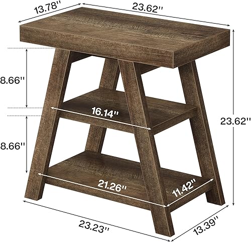 Miniatura 2 de Tribesigns Mesa auxiliar pequeña de 3 niveles, mesa auxiliar de madera de granja para sofá, mesa auxiliar vintage con almacenamiento para sala de