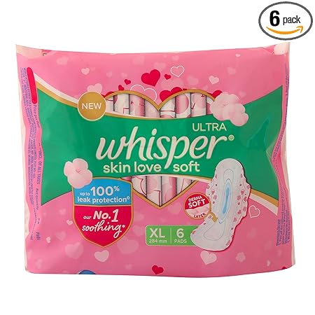 Whisper Ultra Soft Sanitary Pads for Women - XL (6 Pads)