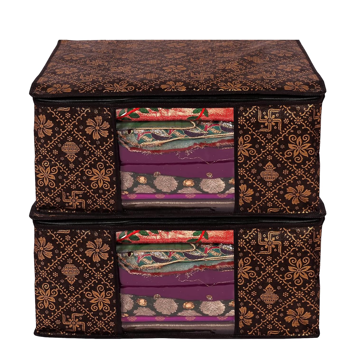 UJALA MULTIPACK Printed Non Woven Saree Cover Set,Clothes Organiser For Wardrobe Set with Transparent Window And Zipper Pack of 2 (B0D4WTQYPN) Amazon Price History, Amazon Price Tracker