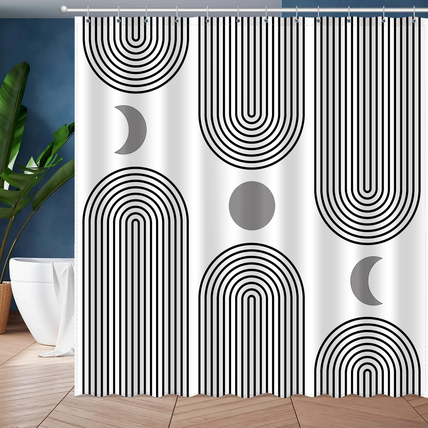 Boho Shower Curtains for Bathroom Mid Century Minimalist Abstract Aesthetic Modern Bathroom Decor Curtain Machine Washable Waterproof Fabric with 12 Hooks 72" W x 72" L