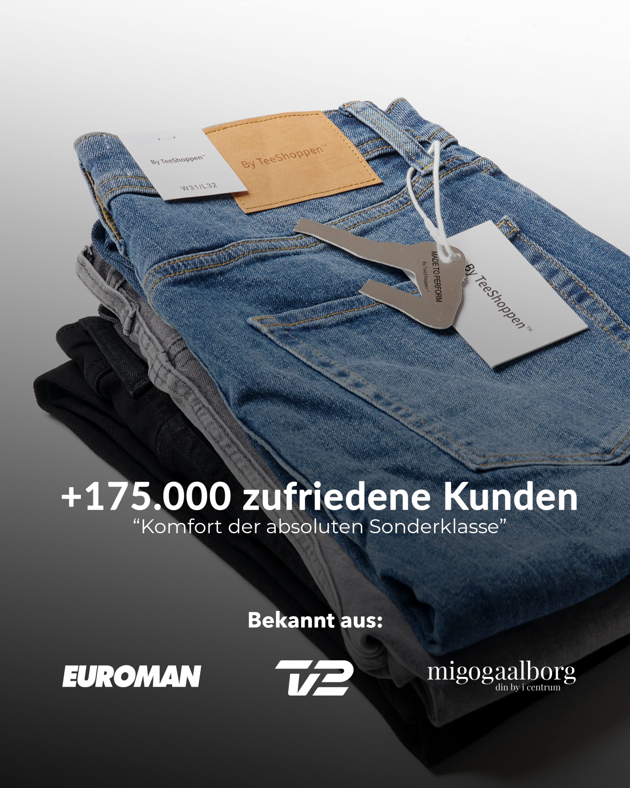 Performance Jeans für Herren in Slim Fit mit Stretch in Medium Blau oder Schwarz - Sehr Komfortable und Bequeme Slim Fit Stretch Jeans für Männer - Herren Jeans für Arbeit & Freizeit