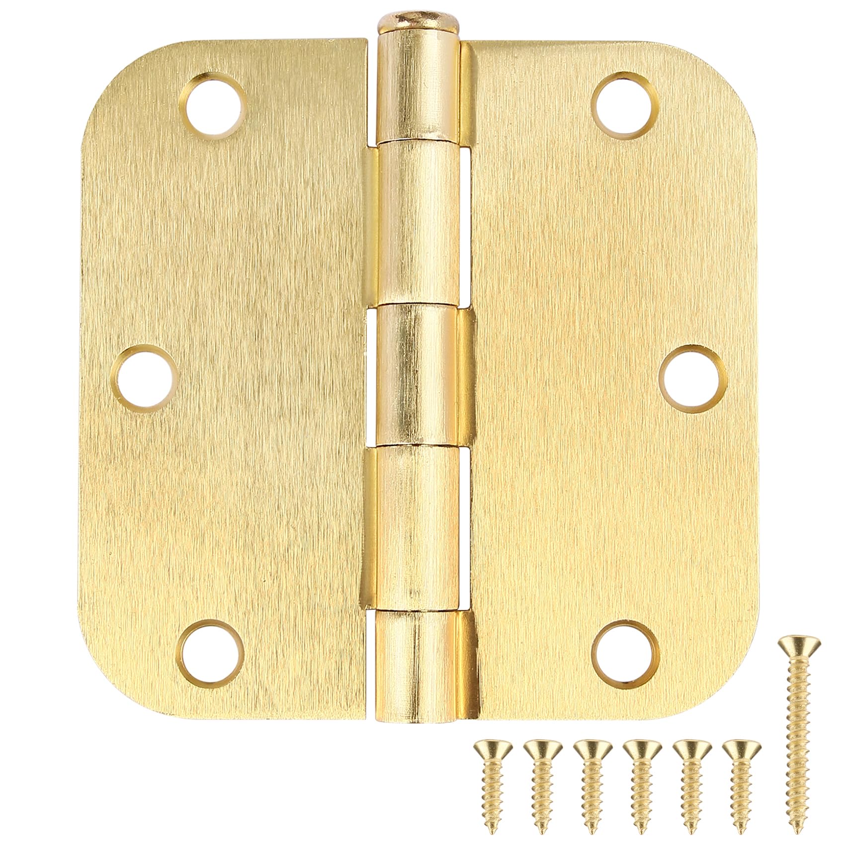 48 Pack Door Hinges Satin Brass 3-1/2 Interior Door Hinges Satin Brass 3.5 Inch x 3.5" with 5/8" Radius Corners 3 ½" Silver Bedroom Residential Doors for Hinges Flat Indoor Door Hinge Hardware