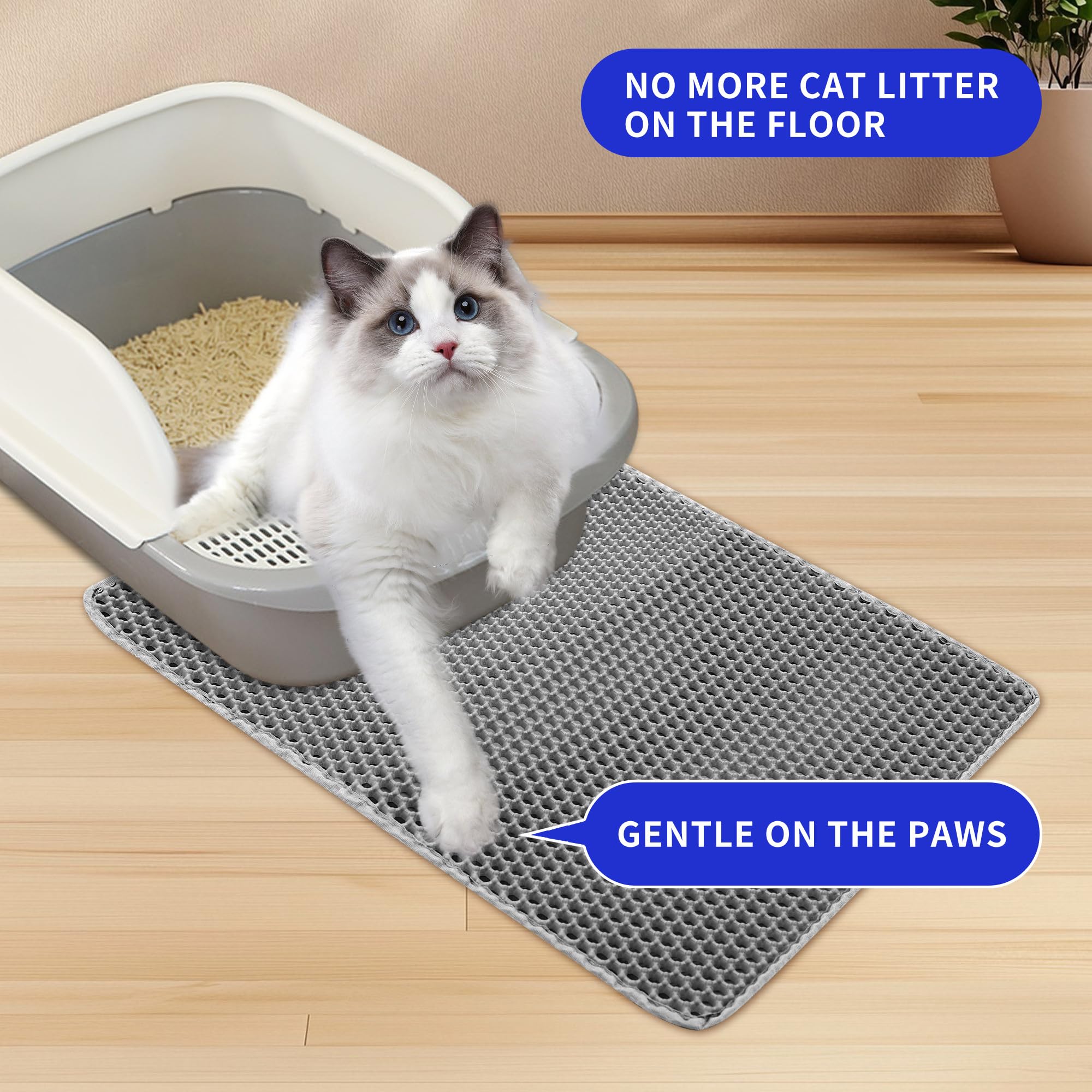 LINUMA® Kattenbakmat zwart 45x30 cm – antislip onderlegger voor kattenbak – waterafstotend en makkelijk te reinigen