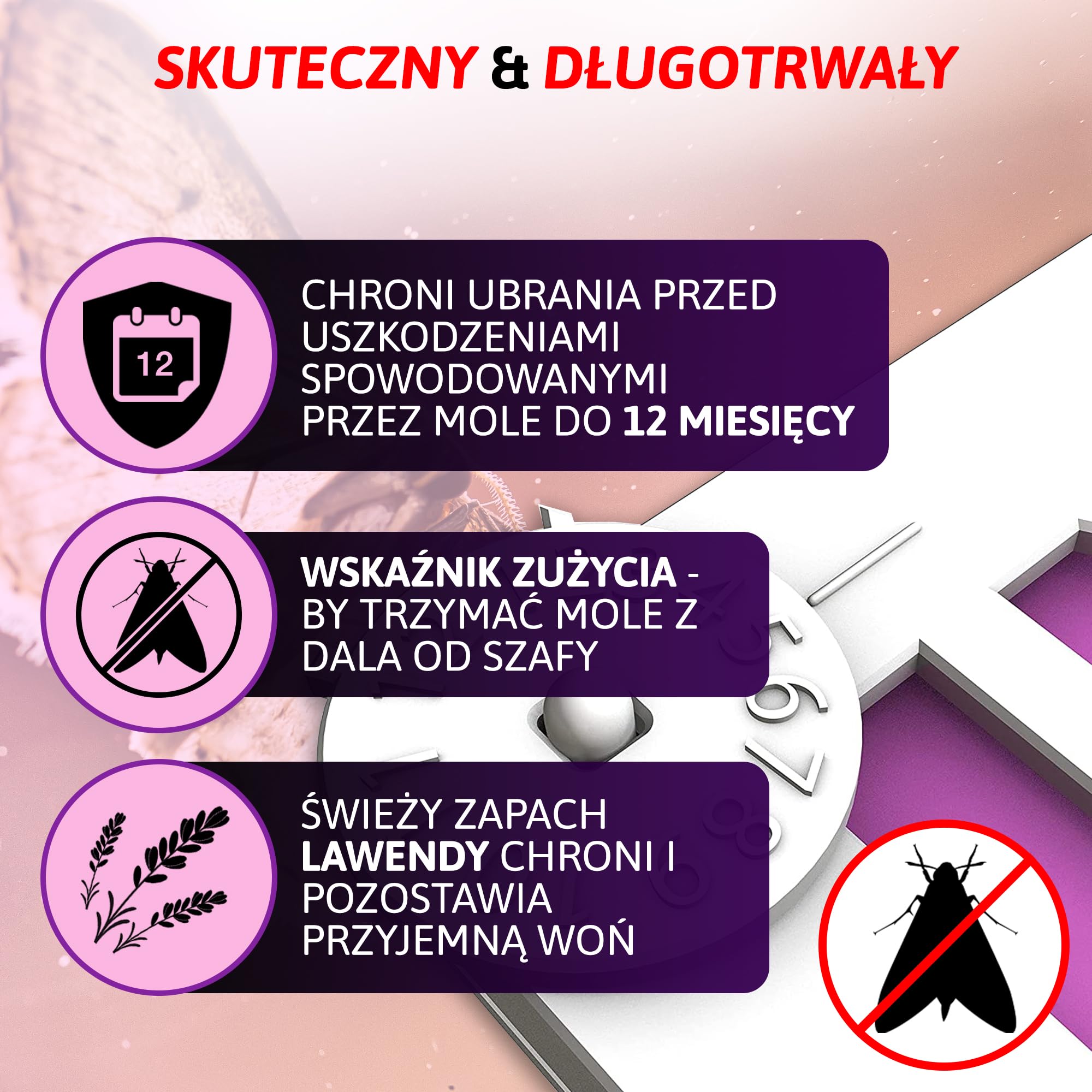 Aviro Zawieszka na Mole, Ochronna Zawieszka przeciw Molom Odzieżowym, Naturalny Zapach Lawendy, Bardzo Skuteczna, Łatwa w Użyciu Pułapka na Mole do Szafy, Lawendowe Zawieszki przeciw Molom, 4Pack