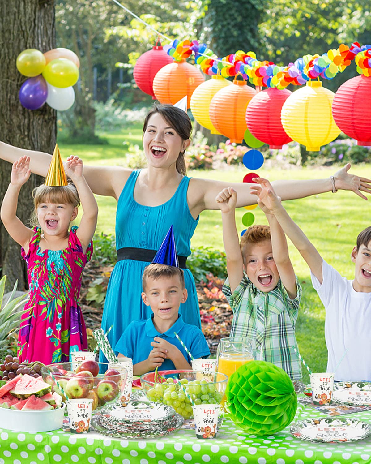 Set Stoviglie Safari Per 30 Ospiti - 150 Pezzi Con Piatti, Tazze, Tovaglioli E Cannucce - Foto 7