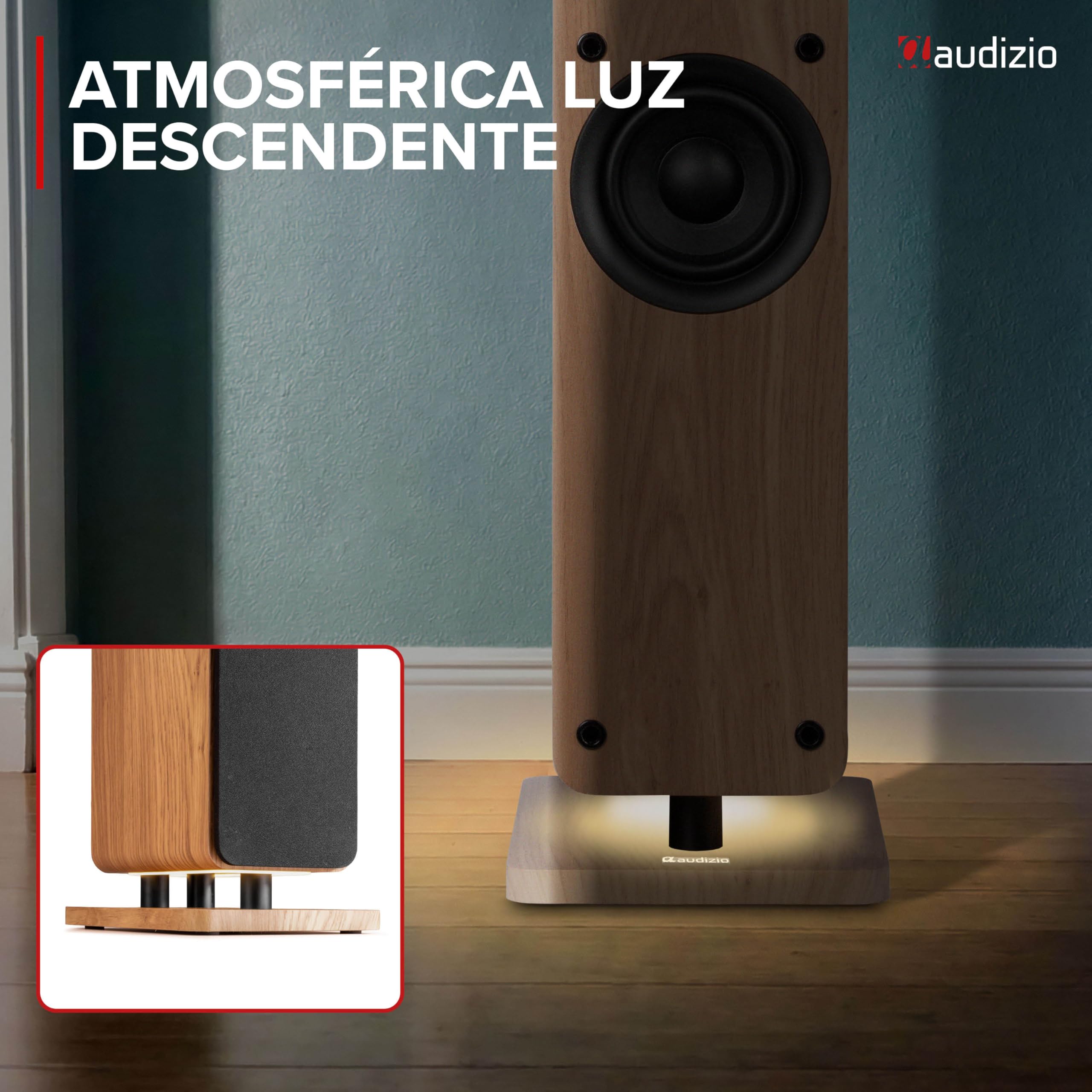 Audizio Arco – Pack 2 Altavoces Activos 320W con Radio Dab+, Radio Digital y Radio FM, Altavoz Bluetooth Potente, Altavoz USB, Entrada optica para Equipo Sonido TV Home Cinema, Color Madera Clara