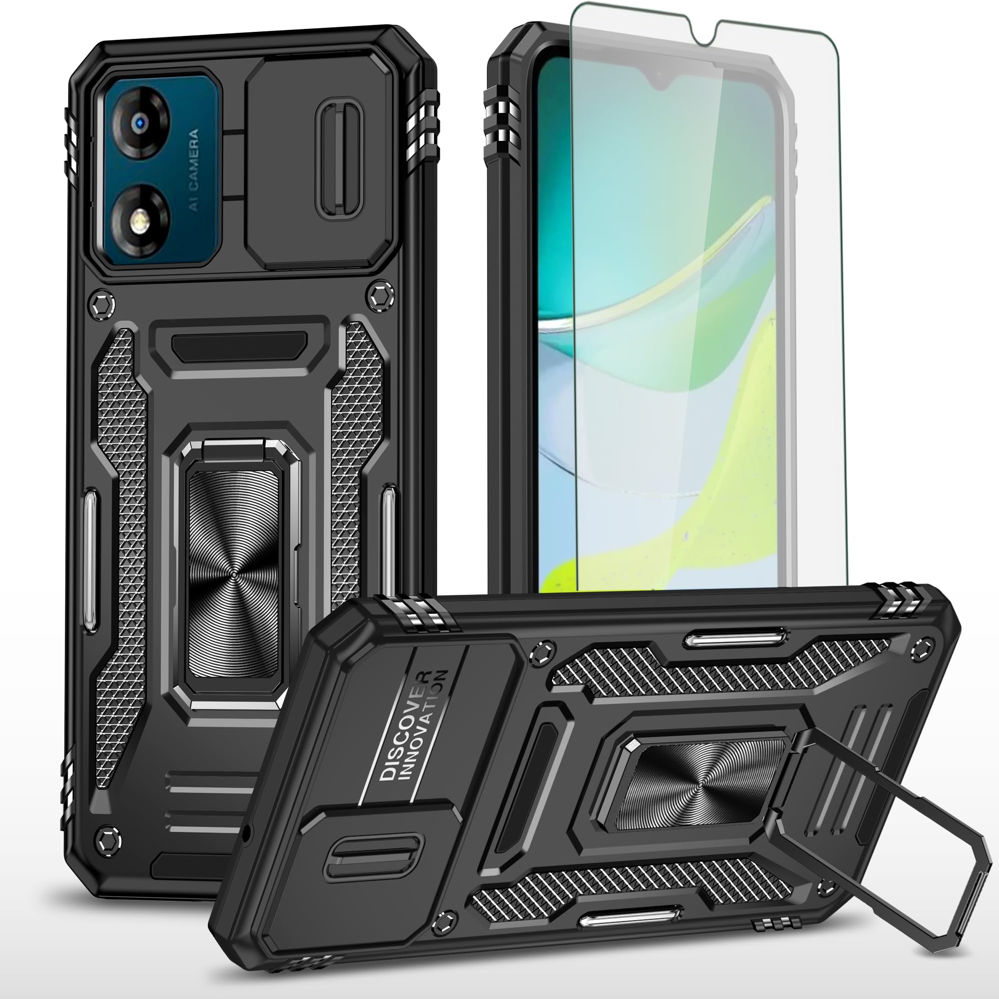 SNCLET Custodia per Motorola Moto E13 Case con Collana con Regolabile Laccio Tracolla TPU Edges Antiurto Anti Scratch Custodia Protettiva Back Case per Motorola Moto E13,Fish Scale Marmo