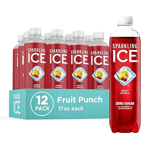 Sparkling Ice, Fruit Punch Sparkling Water, Zero Sugar Flavored Water, with Vitamins and Antioxidants, Low Calorie Beverage, 17 fl oz Bottles (Pack of 12) - Fruit Punch