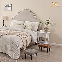 Vista 7 de BRIAN & DANY Taburete otomano pequeño, asiento suave de terciopelo con patas de madera, taburete para sala de estar, entrada, oficina (marrón)