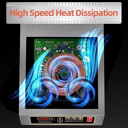 Miniatura 5 de Estufa de inducción portátil 208-240V 3500W Gama comercial Quemador de encimera Módulos IGBT duales 8 Nivel de Calefacción Temporizador Sensor