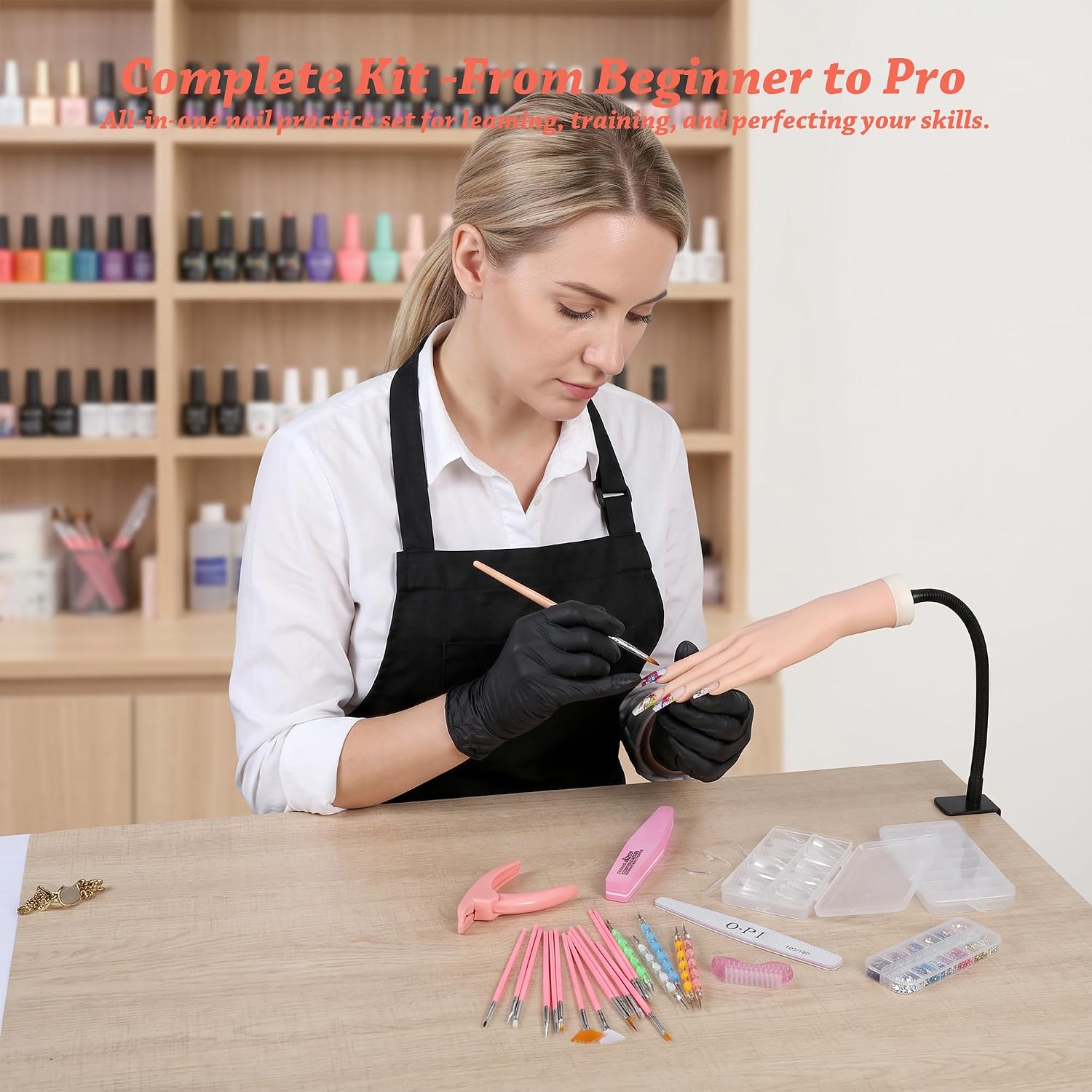 Nail Art Practice Hand Model 1:1 Realistic Hand Model For Nail Art Practice with Flexible Fingers，For Beginners , Students Learning Manicure Techniques, and Professional Nail Technicians.