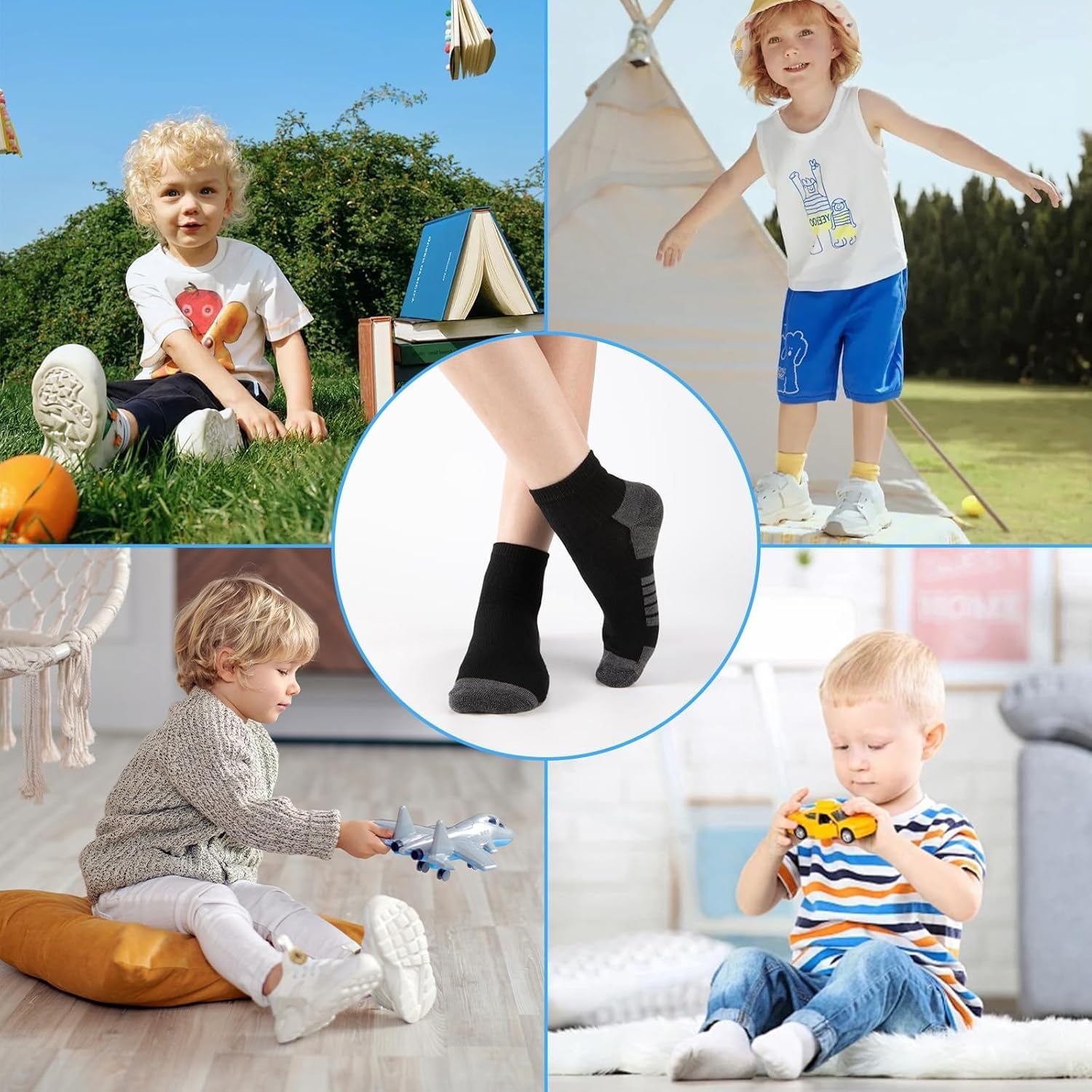 20 Pairs Little Boys Ankle Socks - Ages 4-6/6-8/8-10/10-12, Breathable Athletic Kid for School, Bulk Pack - Image 2