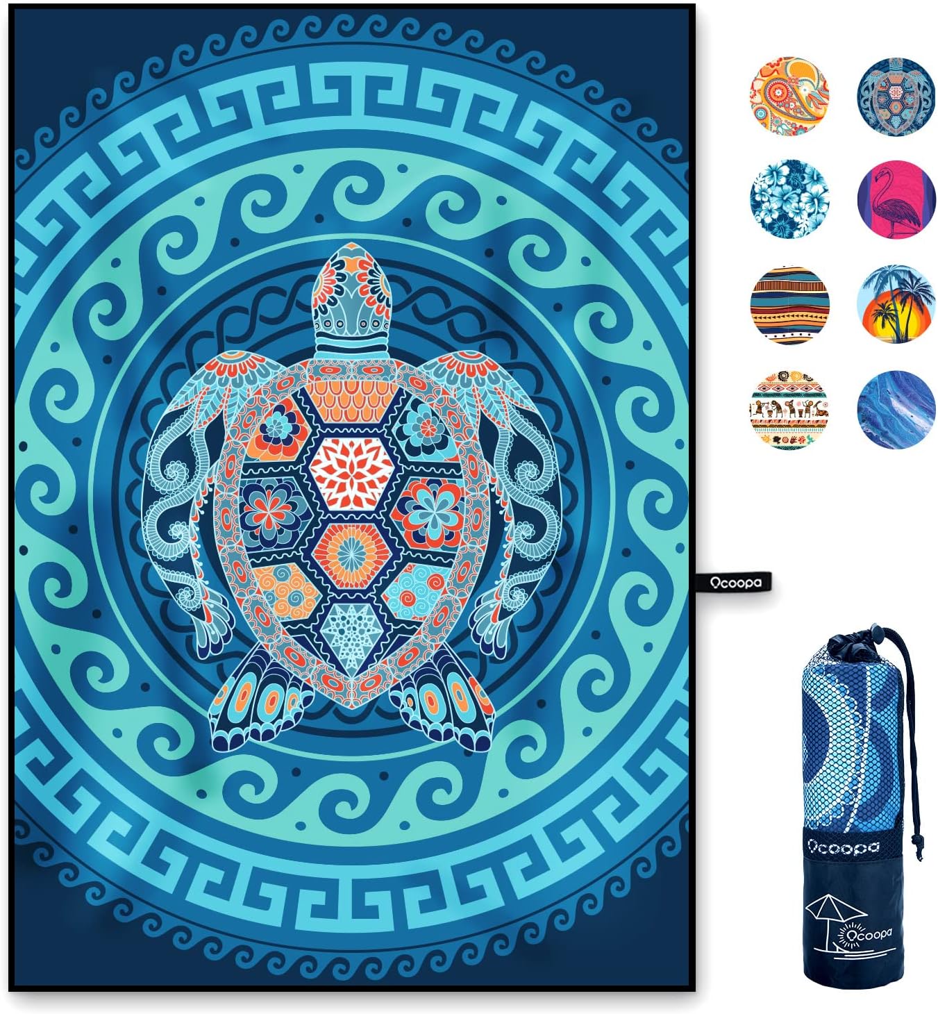 OCOOPA Microfiber Beach Towel Fast Drying, Oversize 80" x 57" Sand Free Beach Towel Super Lightweight Towels for Swimming Pool, Camping, Picnic, Yoga Gym Sports