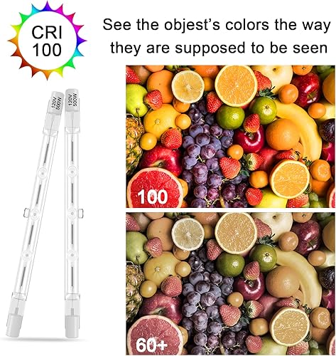 Miniatura 4 de Bombillas R7S, paquete de 5 bombillas halógenas R7S 4.646 in T3 500W 120V, 8300lm tipo J bombilla halógena con larga vida útil, bombilla de doble