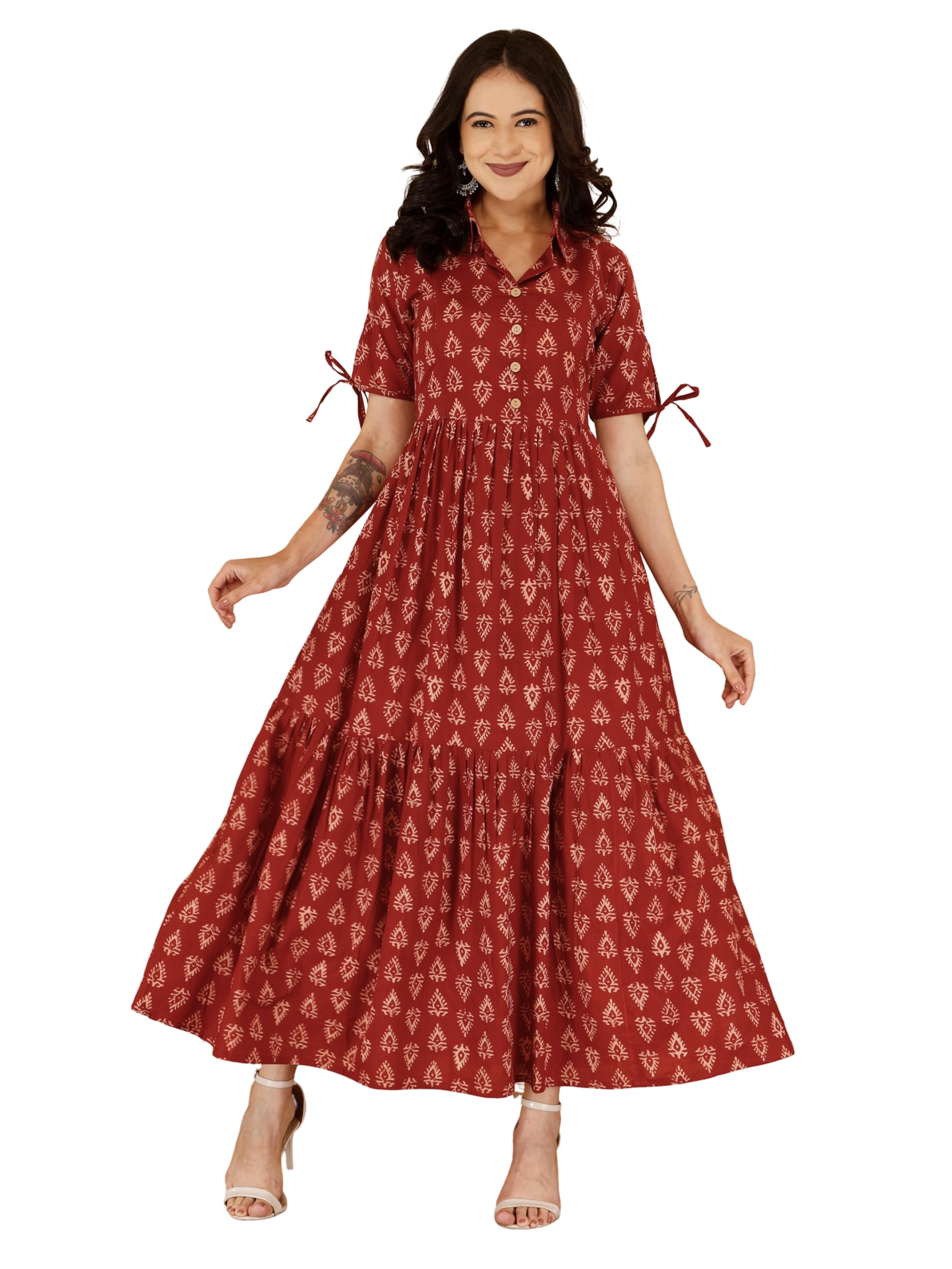 Siya Cotton Women's Anarkali Maternity Feeding Kurti/Kurta with 1 Vertical Invisible Zippers| Comfortable & Elegant Pre and Post Pregnancy Kurti Dress/Kurta Dress-picture-21