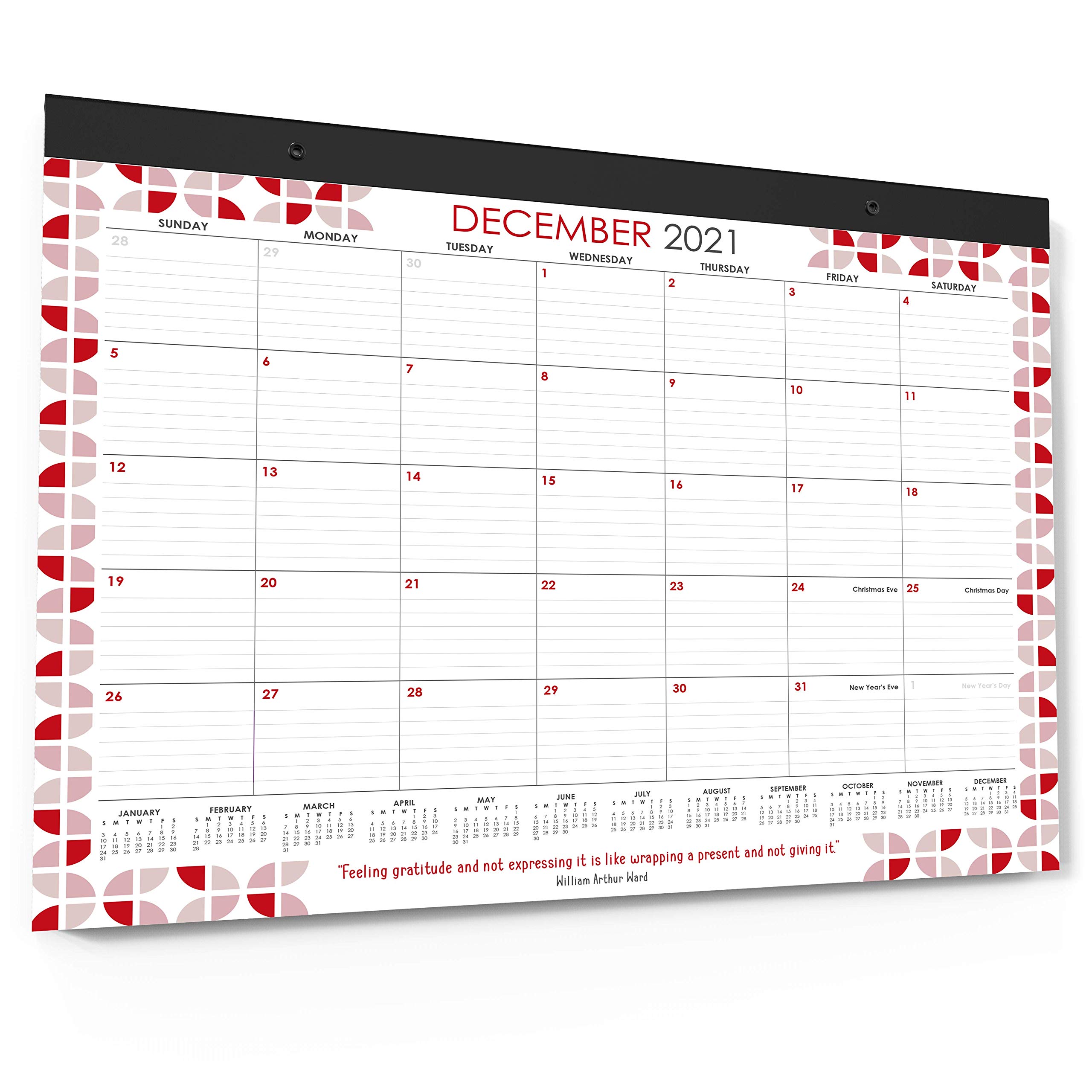 Wordsworth & Black 2021 Monthly Desk/Wall Calendar Patterns 21" x 17"- Desktop Pad Blotter with Notes Section - Academic -Family- Business, Planning - Organizing for Home or Office (Large)