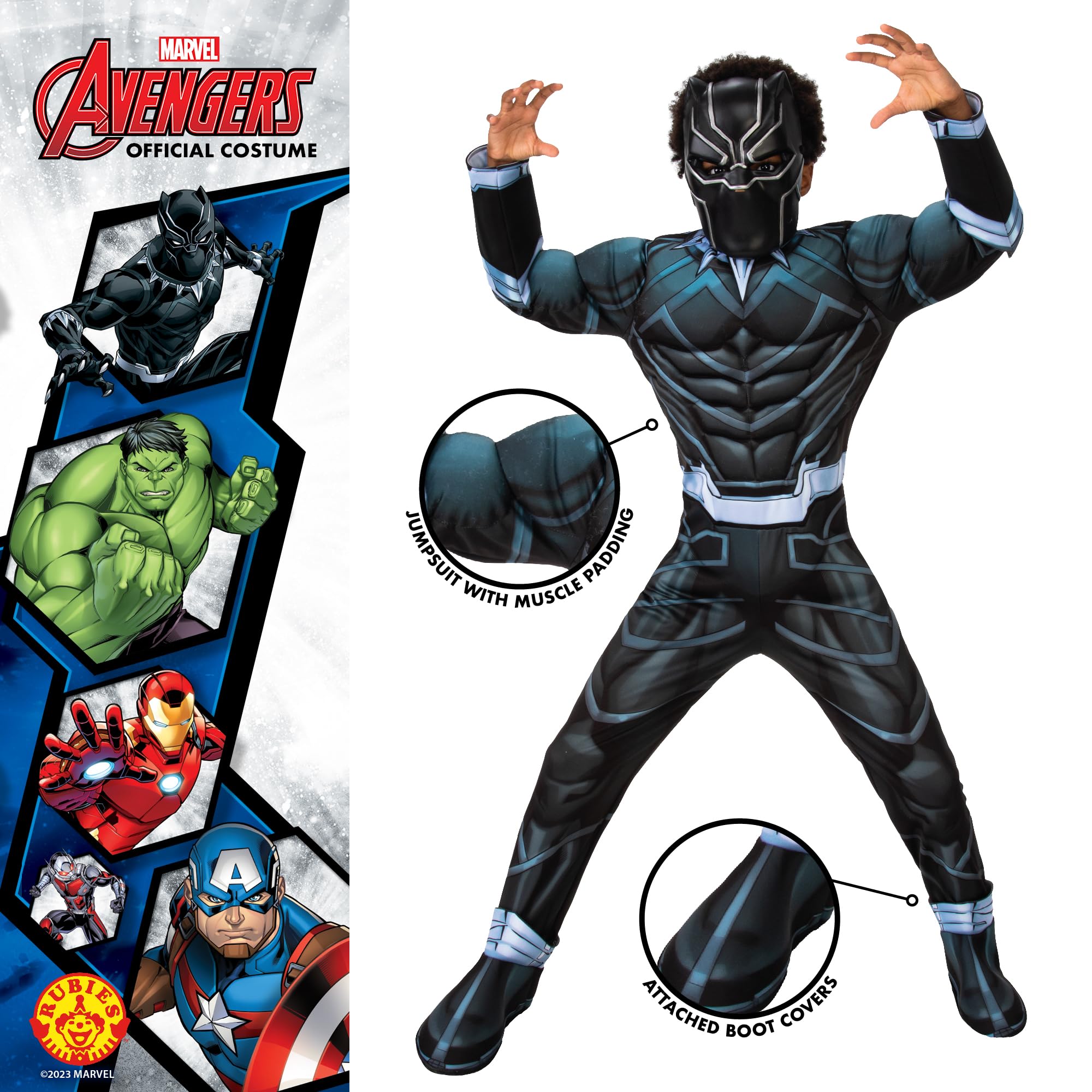 Rubie's 301734M Black Panther Deluxe Kinderkostüm, Jungen, Mehrfarbig, 9-10 Jahre Halloween