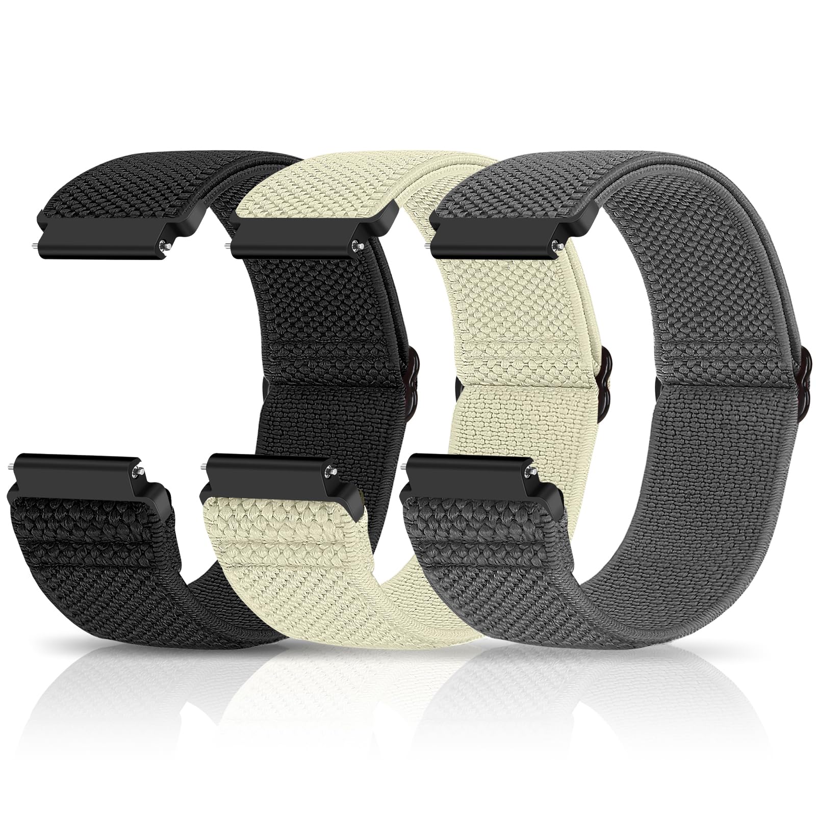 Relting Compatible with 16mm 18mm 19mm 20mm 22mm 24mm Watch Bands Quick Release Replacement Wristband,Adjustable Stretchy Nylon Solo Loop Straps