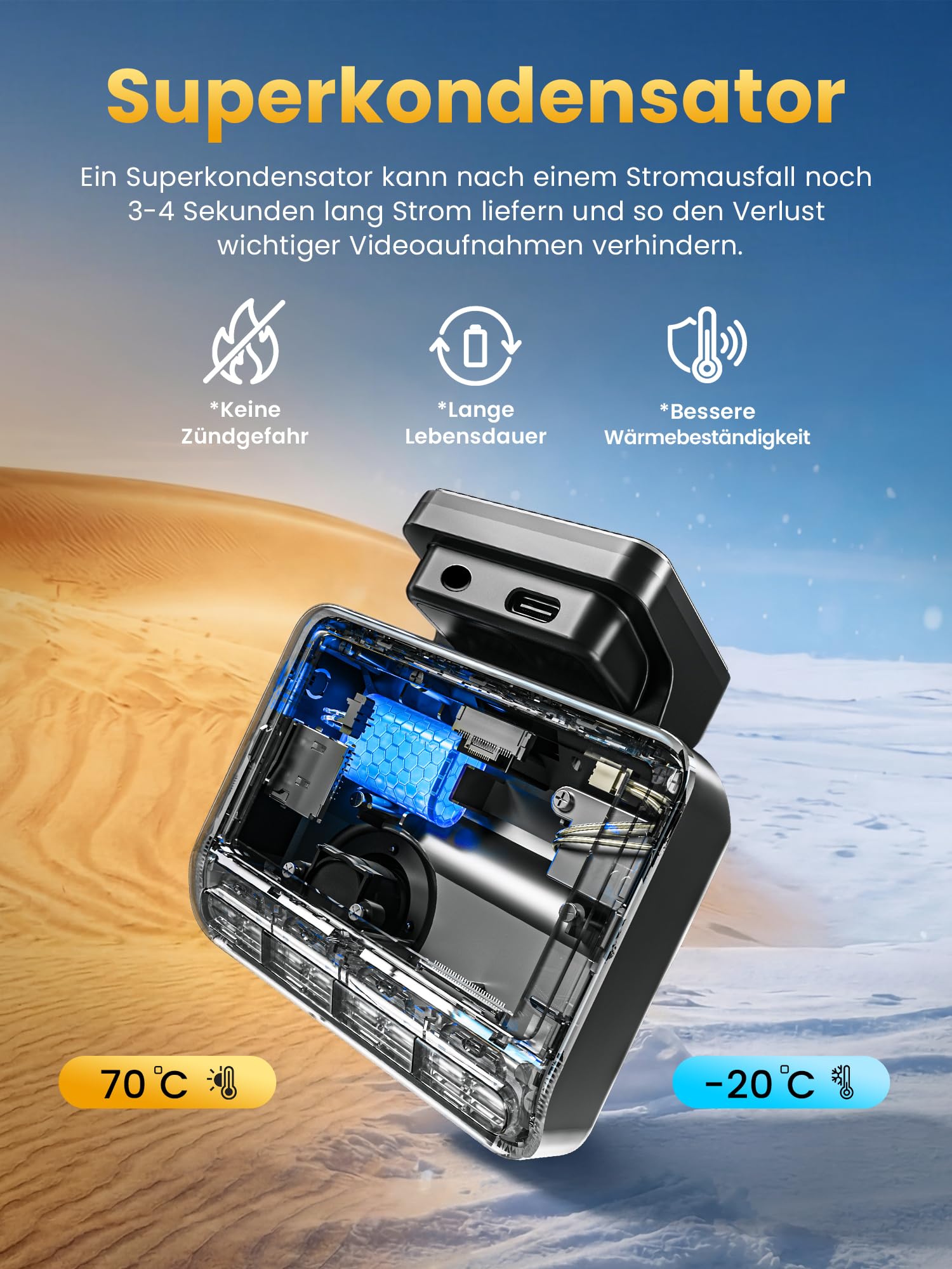 DDPAI Z50 Pro Dashcam Auto Vorne Hinten 4K+1080P, 3" IPS/5G WiFi6/GPS/ADAS