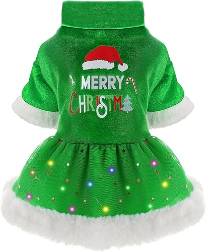 Miniatura 9 de Traje de Navidad para perro, vestido de tul para perro, ropa de otoño para perros pequeños y niñas, vestidos ligeros de terciopelo para cachorros,
