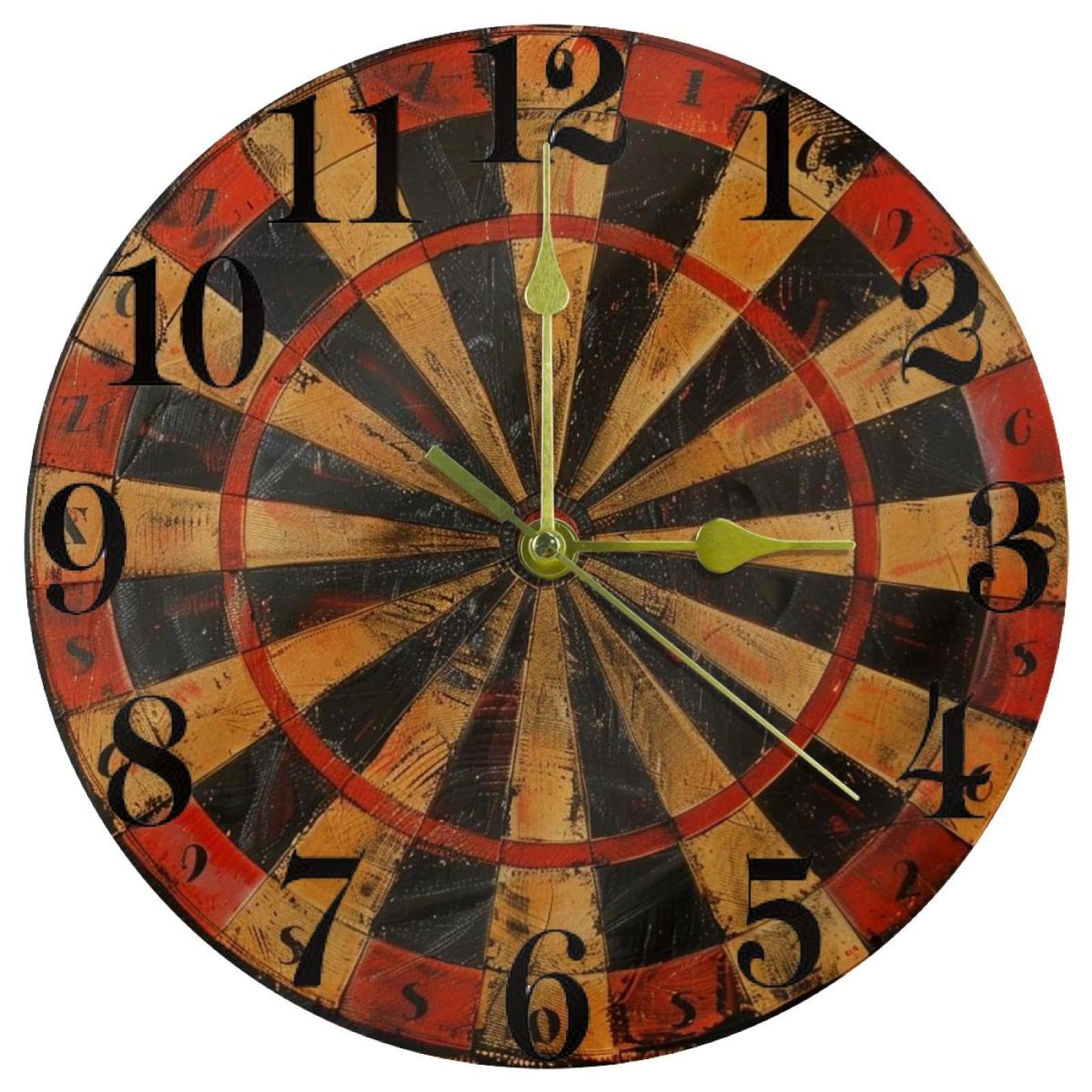 Horloge murale ronde à quartz silencieuse peinte à pile pour cuisine et bureau