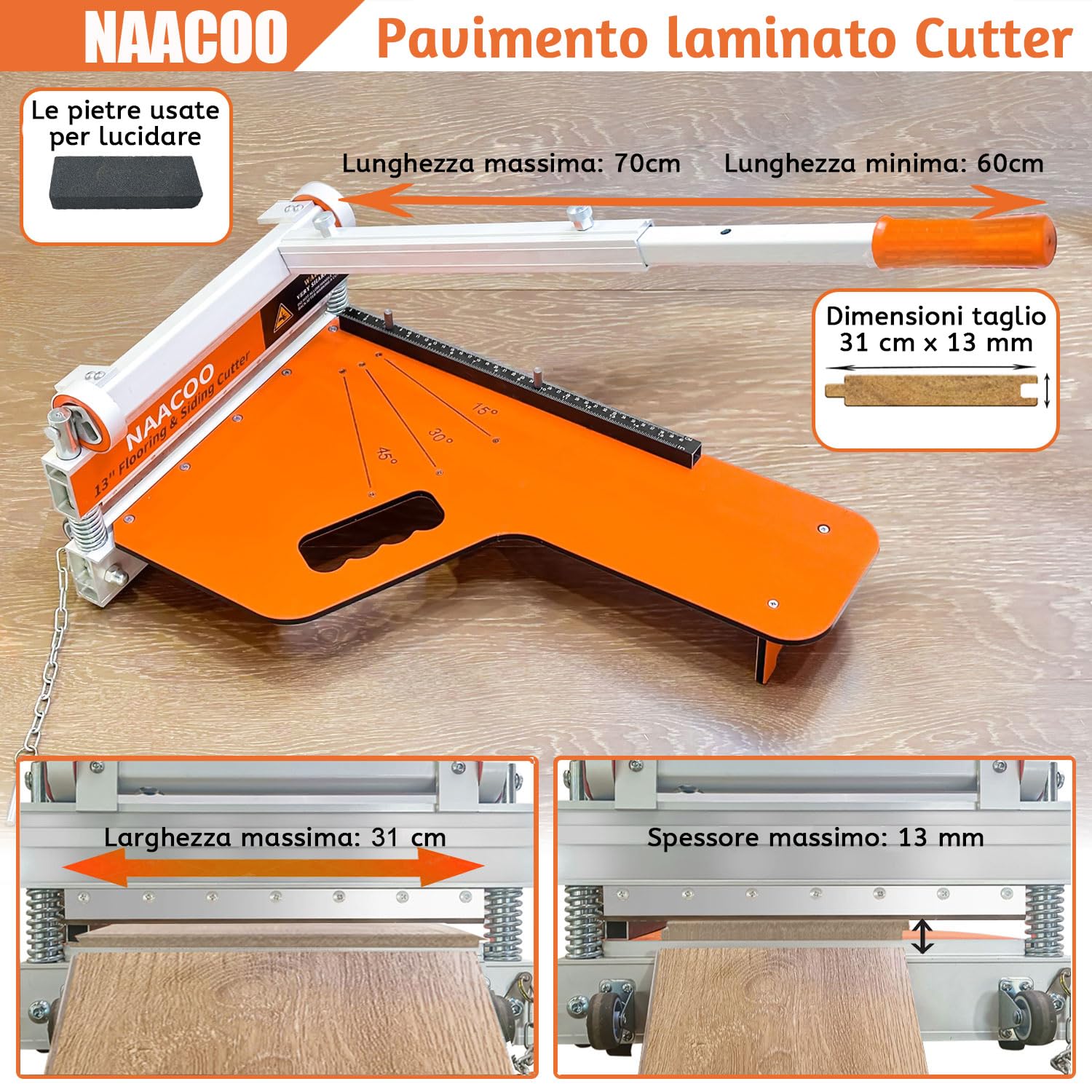 Taglierina Pavimenti VEVOR Per Laminato E Vinile - Profondità Taglio 12mm - Foto 2