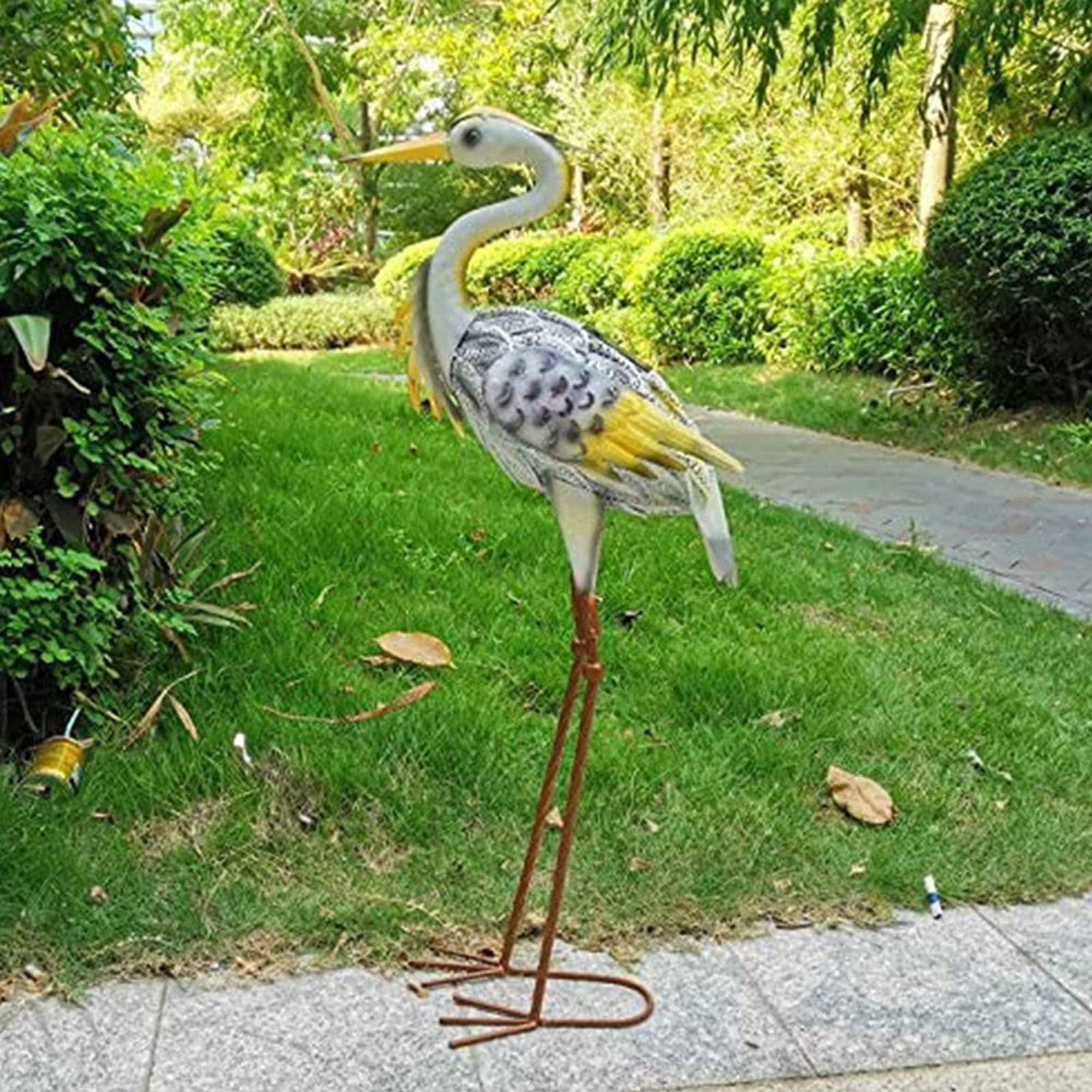 Escultura decorativa para jardín : estatuas de animales de metal para jardín alimentadas por energía solar, garza de metal pintada a mano con energía solar, escultura decorativa de pájaro, decoración