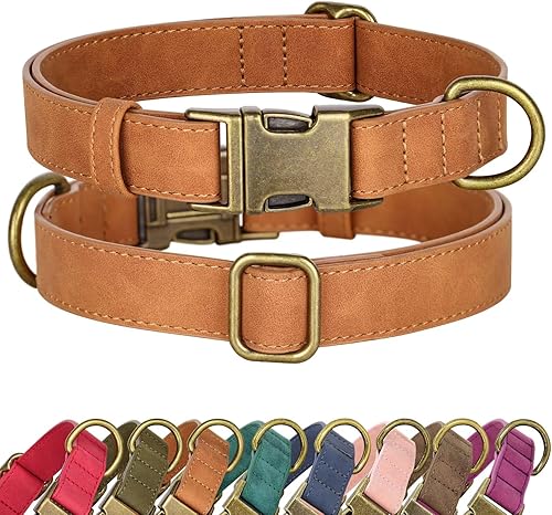 Miniatura 8 de Didog Collar de cuero suave para perro, collares de perro duraderos y resistentes con hebilla metálica de liberación rápida, collar de cuero