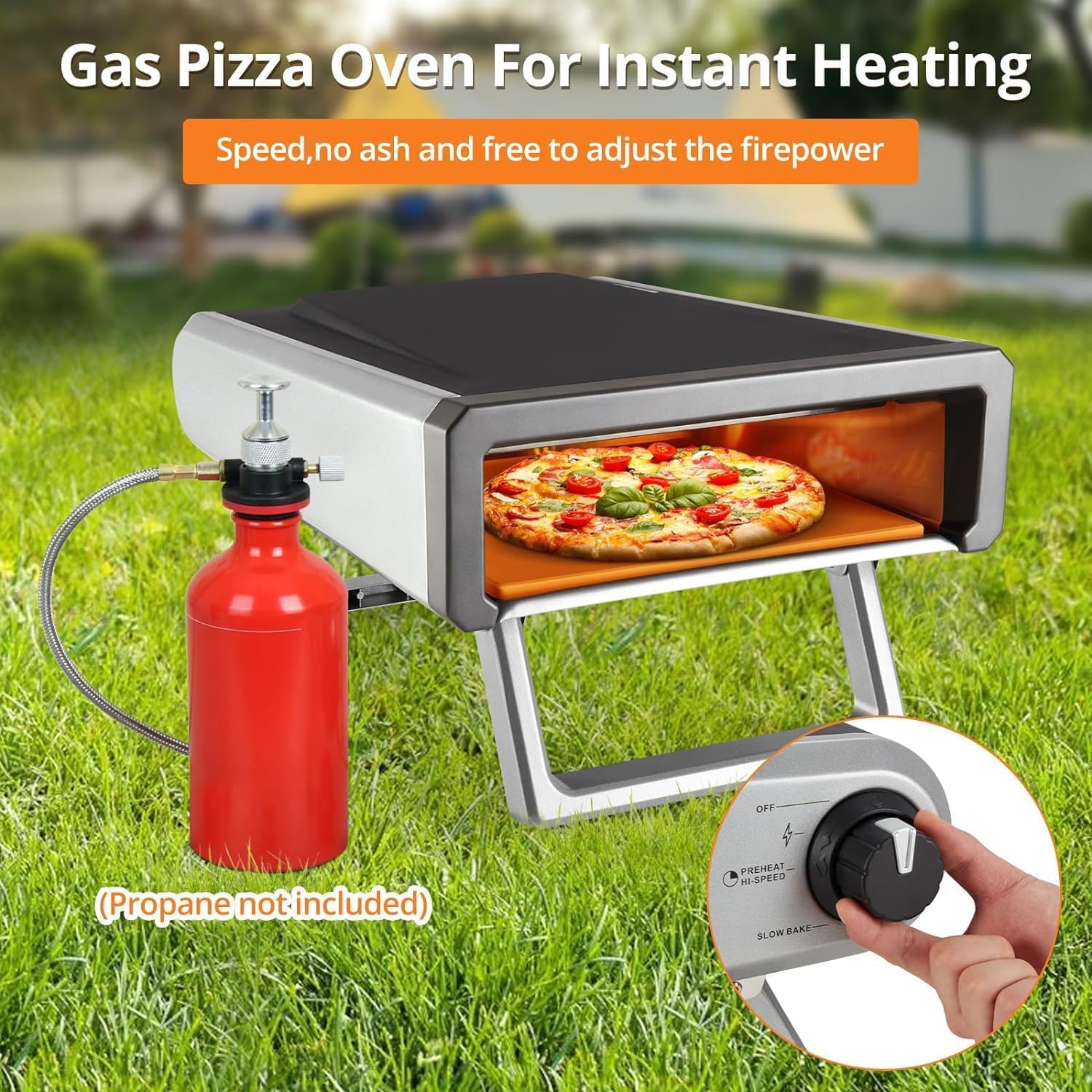 Horno de pizza de 12 pulgadas al aire libre, hornos de pizza de gas para exteriores, camping, ideal para cocina y fiesta