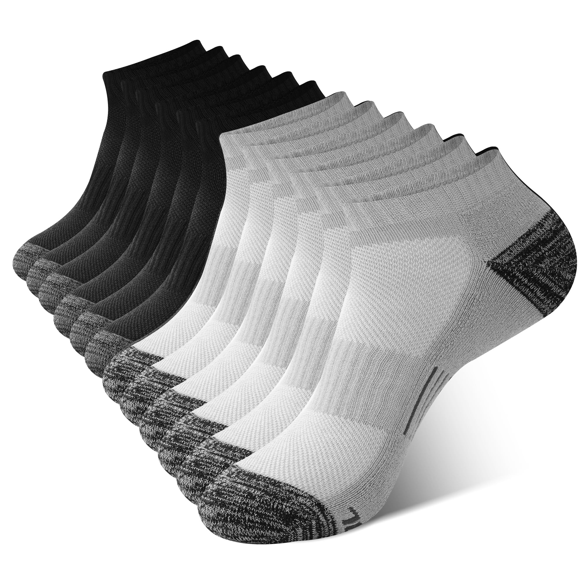 BAMBOO COOL Men's Ankle Socks Athletic Low Cut Cushioned Moisture Wicking, Running Socks Arch Support Breathable, 6 Pack Socks Multicolor