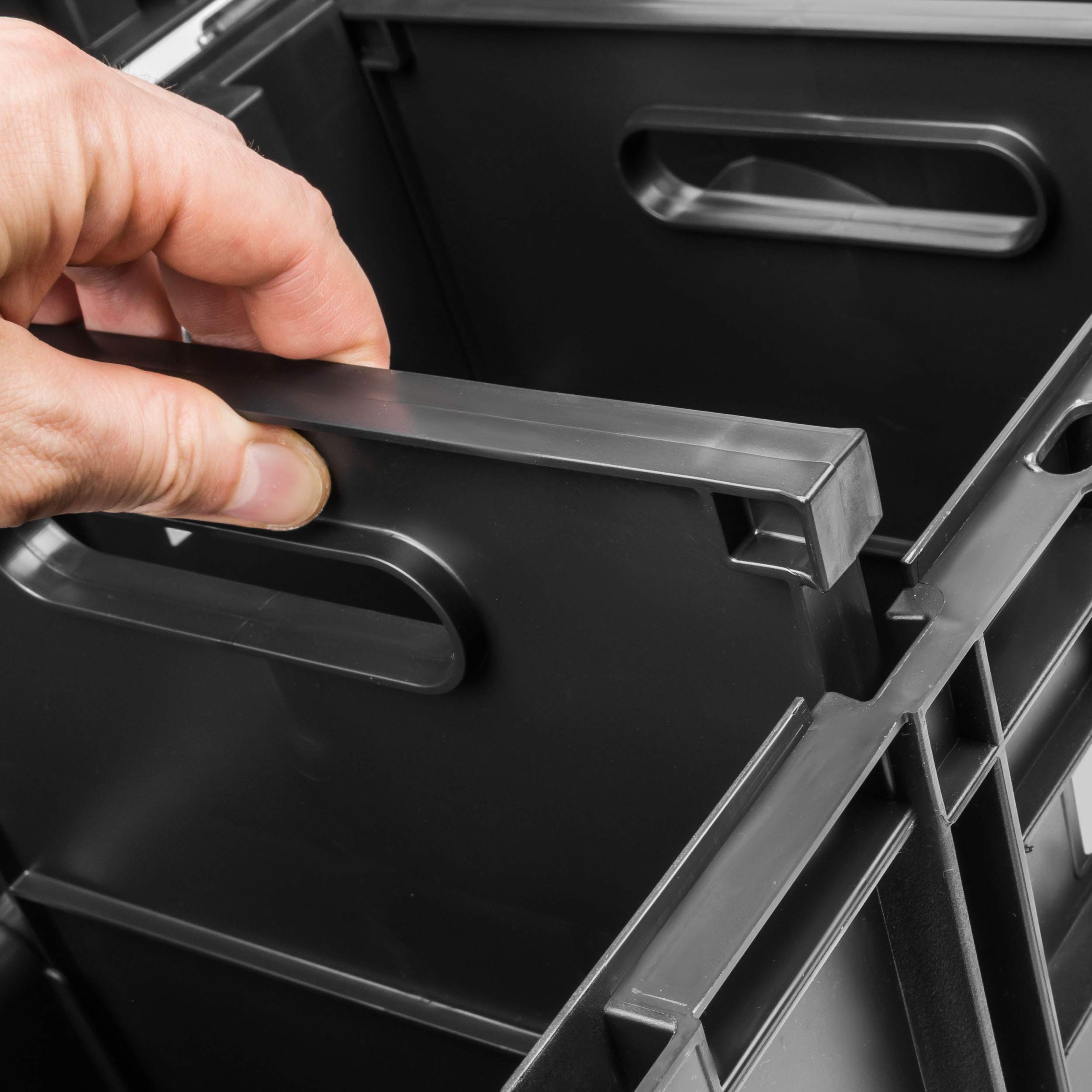 Cassetta attrezzi con sistema carrello, 3 scatole impilabili, cassetta attrezzi, capacità di carico fino a 100 kg, organizer per piccoli componenti