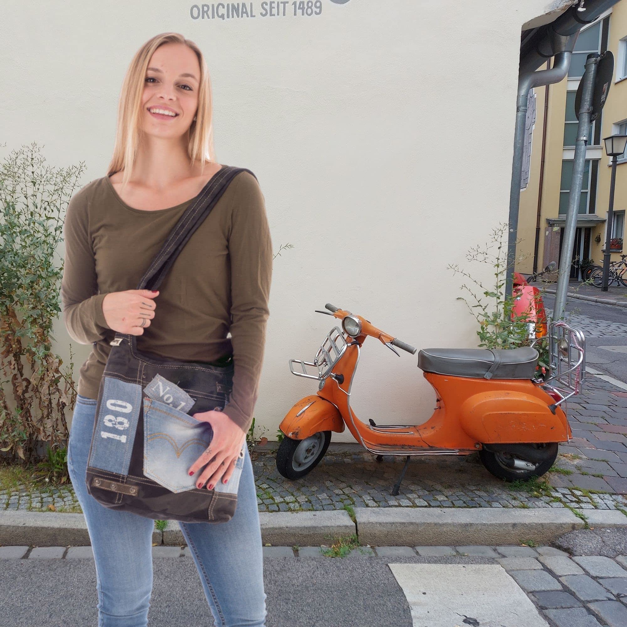Sunsa Damen Tasche Umhängetasche, Canvas bag, Jeanstasche, Hobo Schultertasche, nachhaltige Damentasche, Vintage Crossbody für Teenager