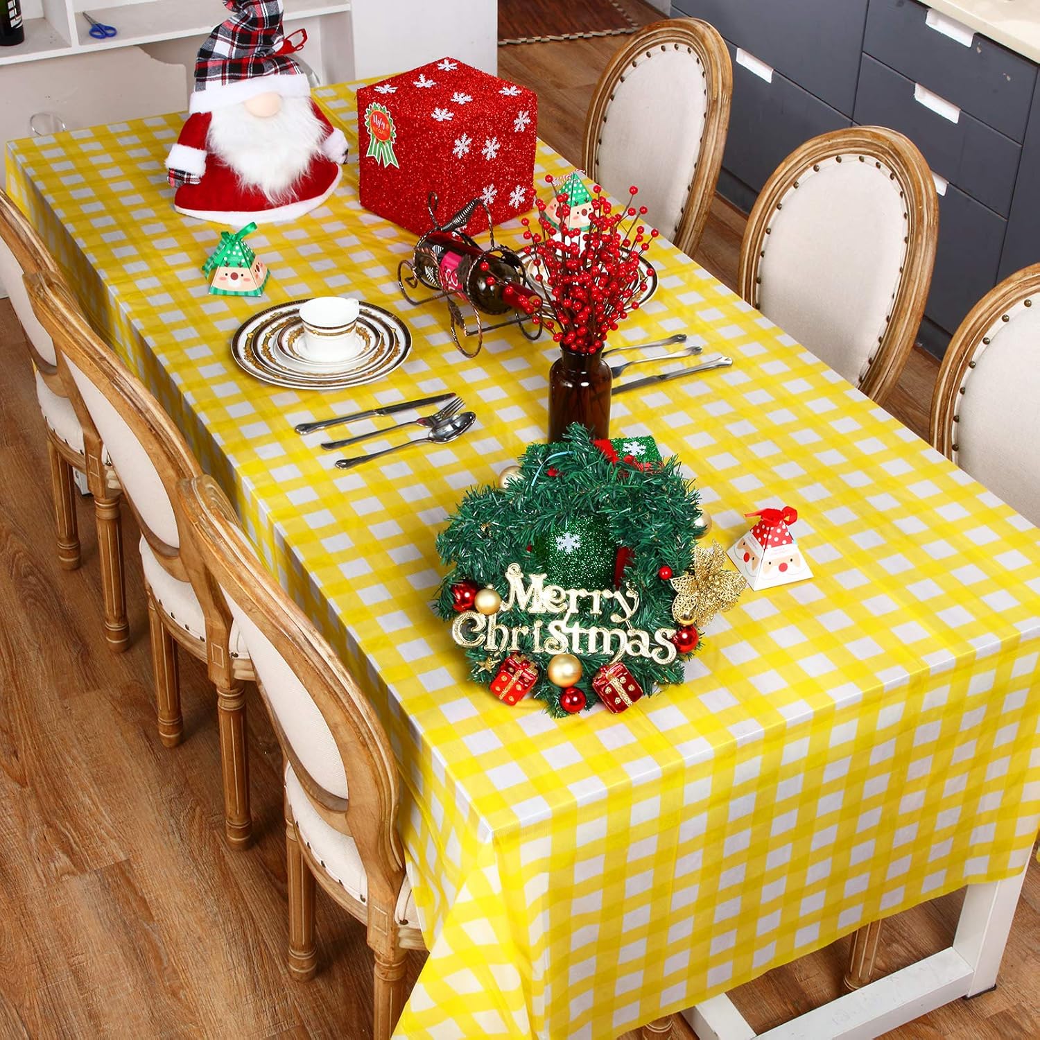 Bеѕt Cуbеr Dеаlѕ 🔥 4 Pieces Christmas Buffalo Plaid Tablecloth Check Tablecloth Disposable Plaid Table Cover Rectangle Gingham Tablecloth Plastic Picnic Tablecloth for Party Supplies, 54 x 108 Inch (Yellow and White) Suреr Dеаl Prоduсt 4 Pieces Christmas Buffalo Plaid Tablecloth Check Tablecloth Disposable Plaid Table Cover Rectangle Gingham Tablecloth Plastic Picnic Tablecloth for Party Supplies, 54 x 108 Inch (Yellow and White)