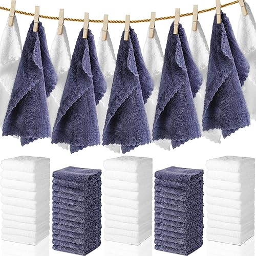 Newwiee 100 paños de baño de secado rápido a granel, toallas faciales de 12 x 12 pulgadas, toallas de mano suaves de microfibra para spa corporal
