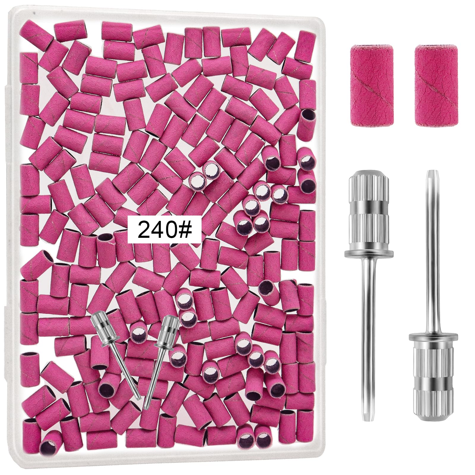 200pcs 240 Grit Sanding Bands for Nail Drill Extra Fine Sanding Bands for Nails for Polishing and Shaping Natural Nails, Nail Sanding Belts, Nail Sanding Bands Set for