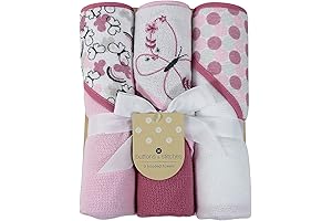 Cudlie Buttons & Stitches Baby Girl 3 Pack Infant Hooded Towels in Butterfly Polka Print