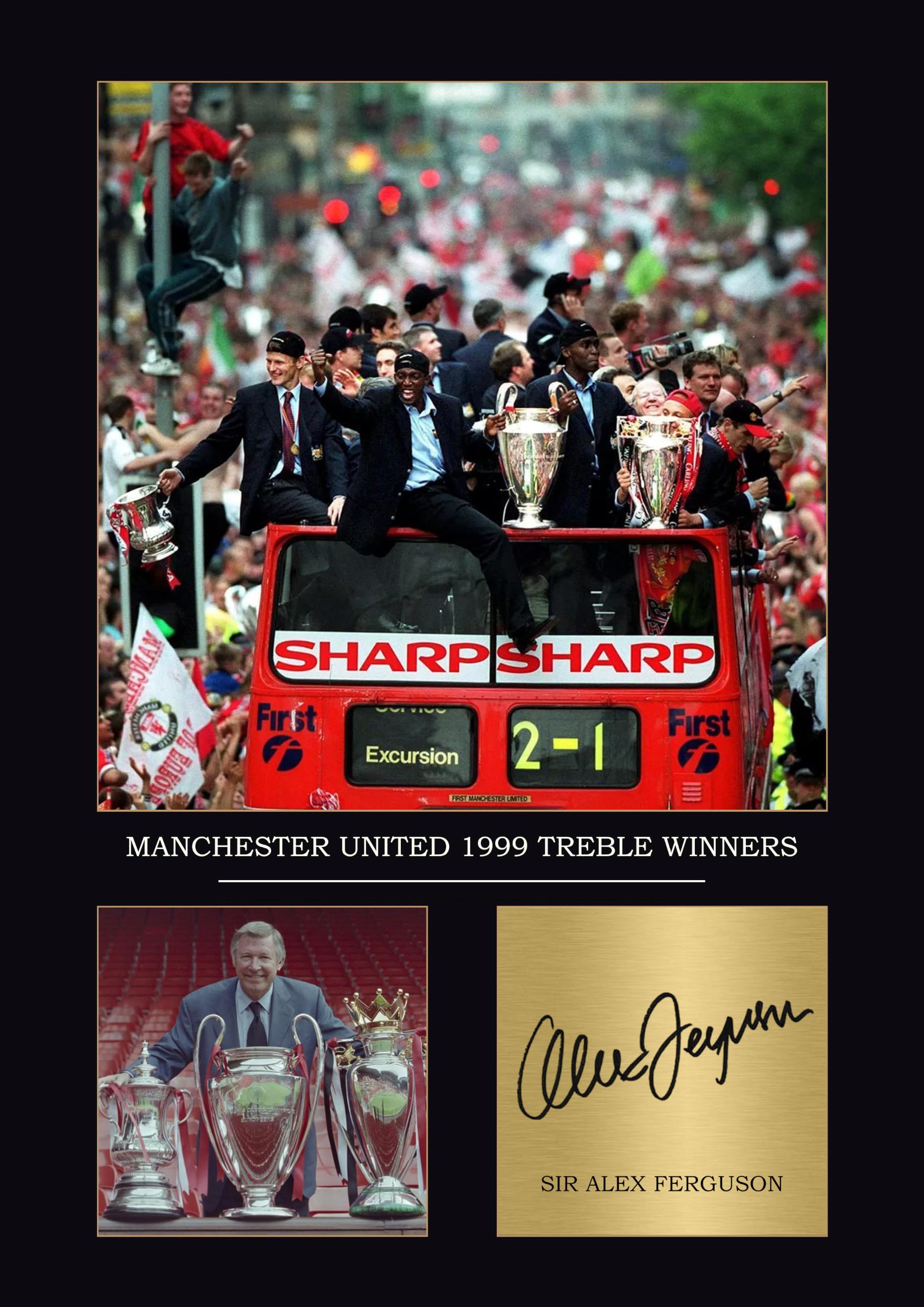 Man United Treble 1999 Gift Signed A4 Print Display Unframed Man United Gifts For Boys Digitally Reproduced Signature United Gifts For Boys (Unframed)