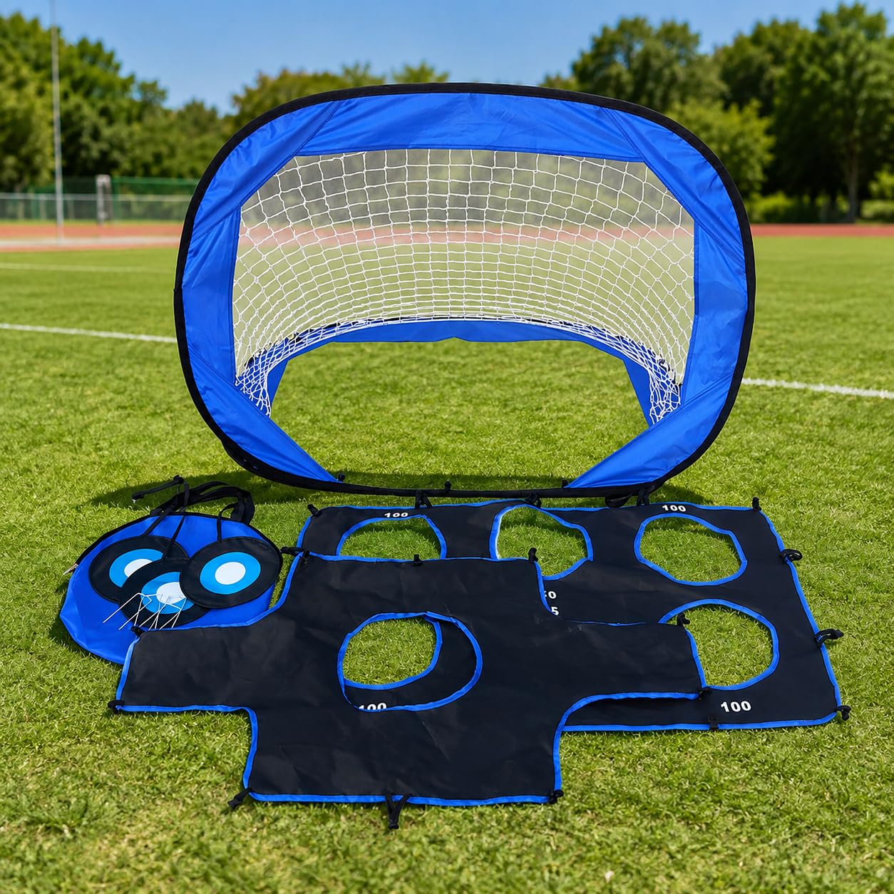 Porta da Calcio per Bambini Rete da Gioco Portatile Attrezzatura Calcistica Archi Flessibili in Fibra di Vetro Base Ancorabile Ripiegabile Adatta per
