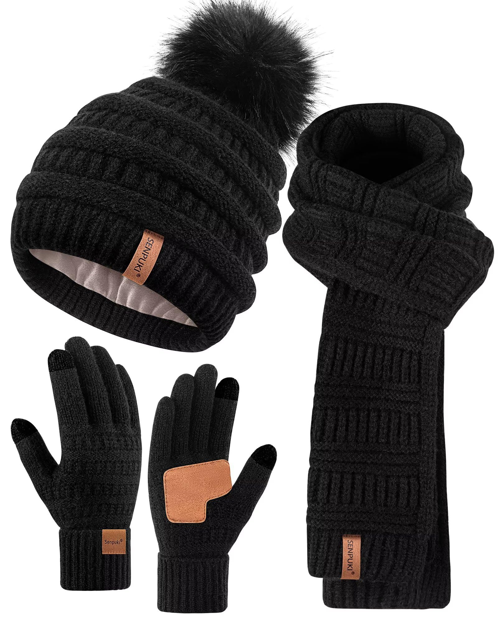 Women's Winter Beanie Scarf Gloves Set
