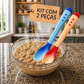 Colher Infantil Silicone Termossensível Premium 2 Peças – Colher Segurança Bebê, Macia, Ergonômica, Não Machuca Gengiva, Ideal para Introdução Alimentar